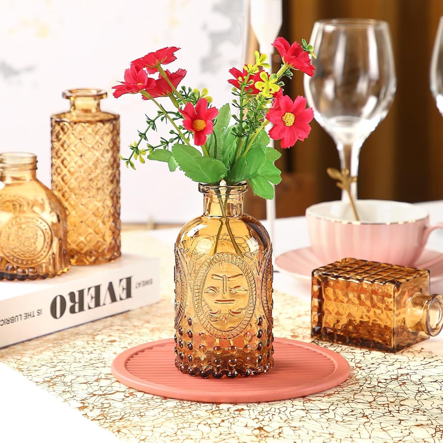 Glass Bud Vases,Small Vase for Flower,Vases for Centerpieces,Vintage Mini Vases for Wedding Decor,Home Table Decorations Diffuse Bottles,Ideals for Gifts(Pack of 30,Dark Brown)