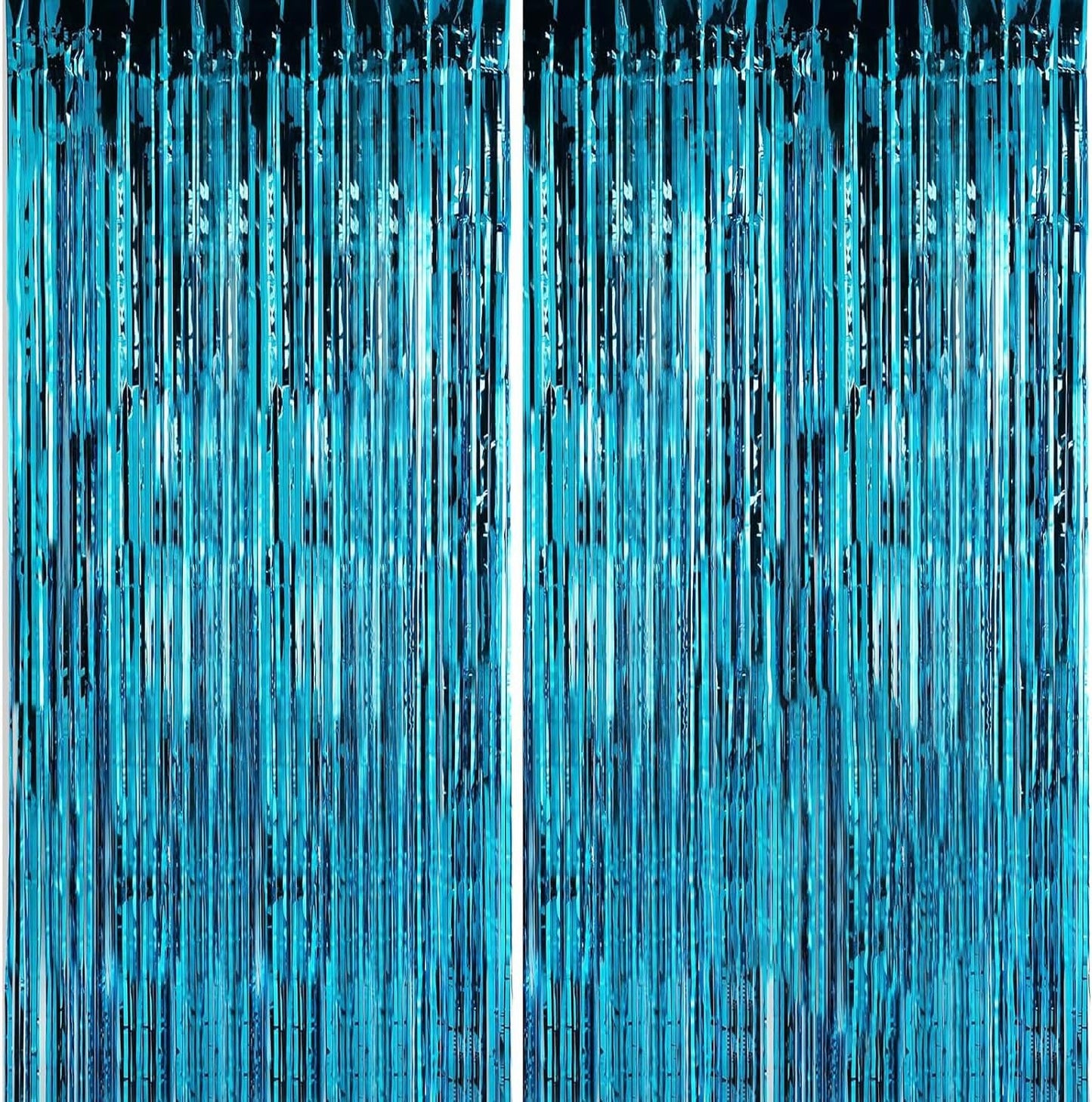 Crosize 8 Pack 3.3 x 9.9 ft Blue Foil Fringe Curtains Party Decorations, Blue Tinsel Curtain Backdrop for Parties, Door Streamers, Glitter Streamer Backdrop for Birthday Decoration