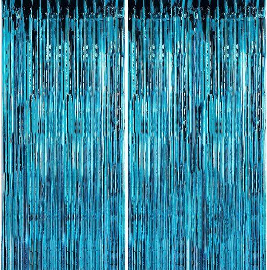 Crosize 8 Pack 3.3 x 9.9 ft Blue Foil Fringe Curtains Party Decorations, Blue Tinsel Curtain Backdrop for Parties, Door Streamers, Glitter Streamer Backdrop for Birthday Decoration