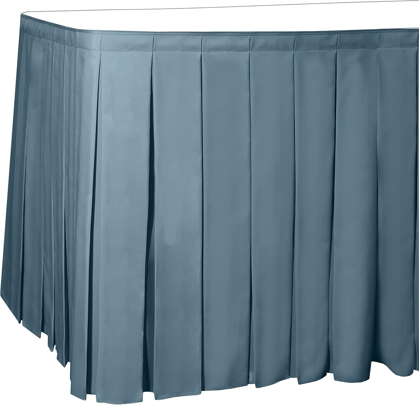 Ultimate Textile Pleat Polyester Fabric Table Skirt - Machine Washable Flame Resistant with Clips for Events, Weddings & Trade Shows, Cut & Sewn in Paterson, NJ - Slate, 17' Box Pleat