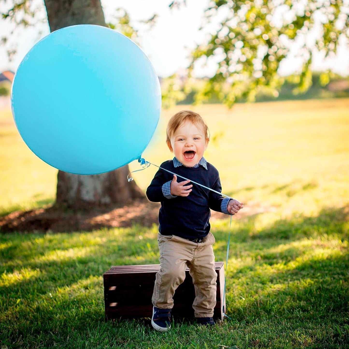 Giant Balloons 36 inch, 4pcs Jumbo Large Latex Pastel Blue Balloons for Birthday Baby Shower Party Decorations.