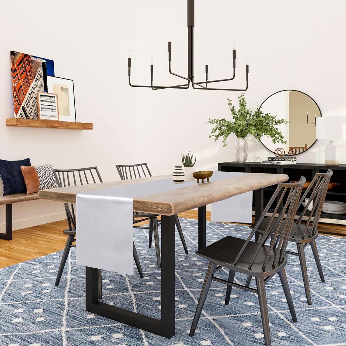 10 Pack Satin Table Runner 12 x 108 Inch Long Silver Silk Table Runner for Wedding Party Banquet Birthday Decoration