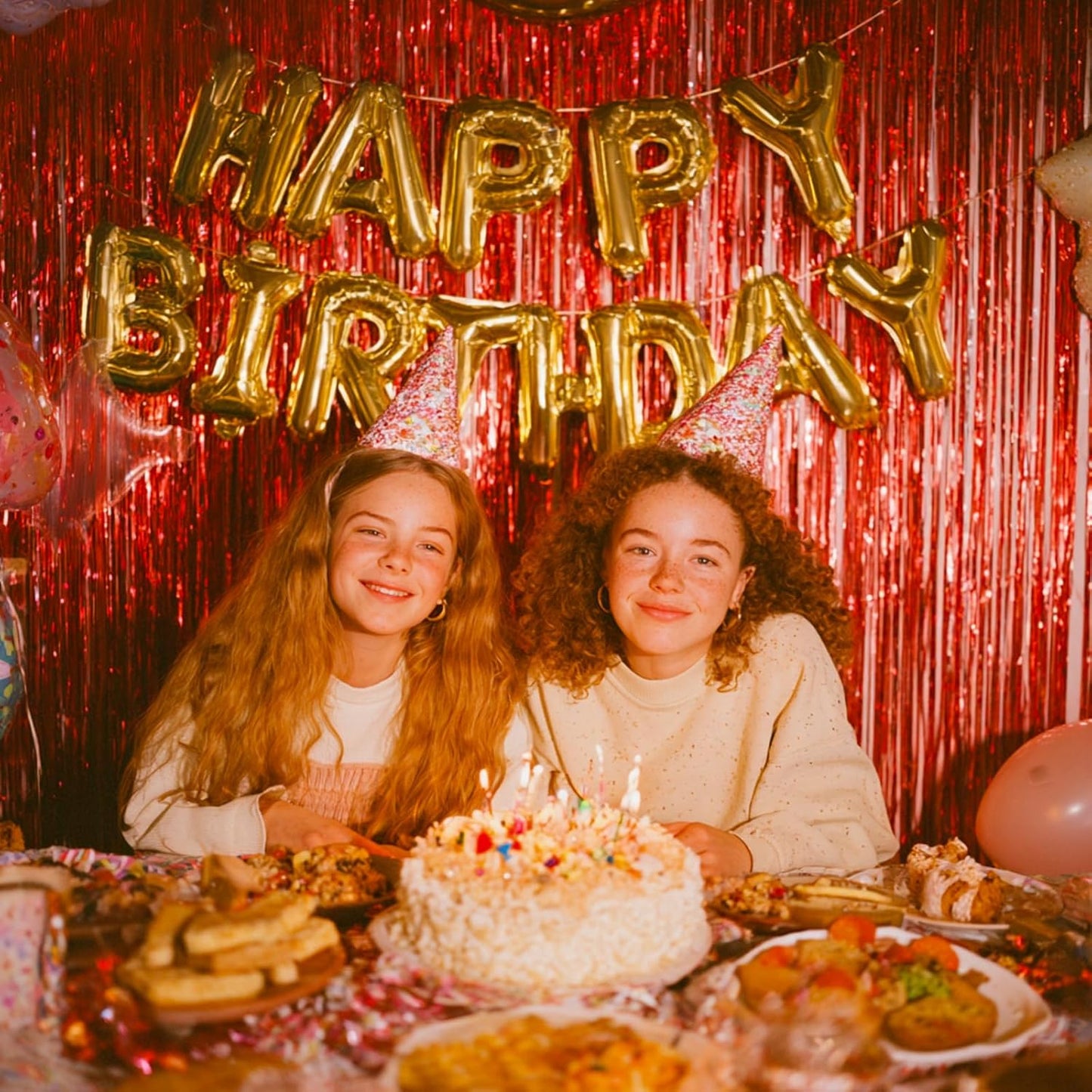 PartyWoo Red Streamers Fringe Curtain Backdrop 3 pcs 8.2 ft Tinsel Foil Backdrop for Baby Shower Graduation Birthday Girls Mothers Day Casino Firefighter Red Carpet Cherry Theme Party Decorations