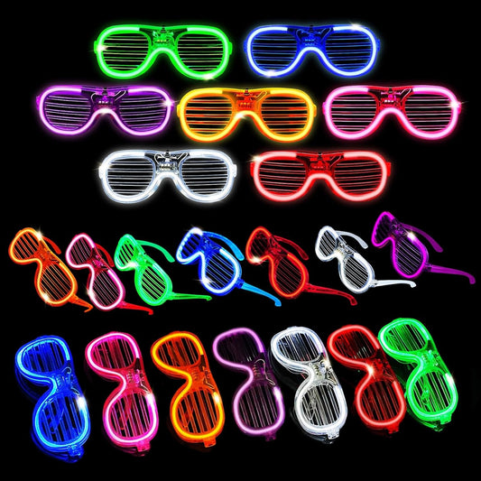 42 Packs LED Glasses 7 Neon Colors（ 2 NEW Neon Colors Added ）glow in the dark party supplies Favor for Kids Adult Glow sticks Light Up Glasses fit Holiday Birthday Valentine's Day Halloween Christmas