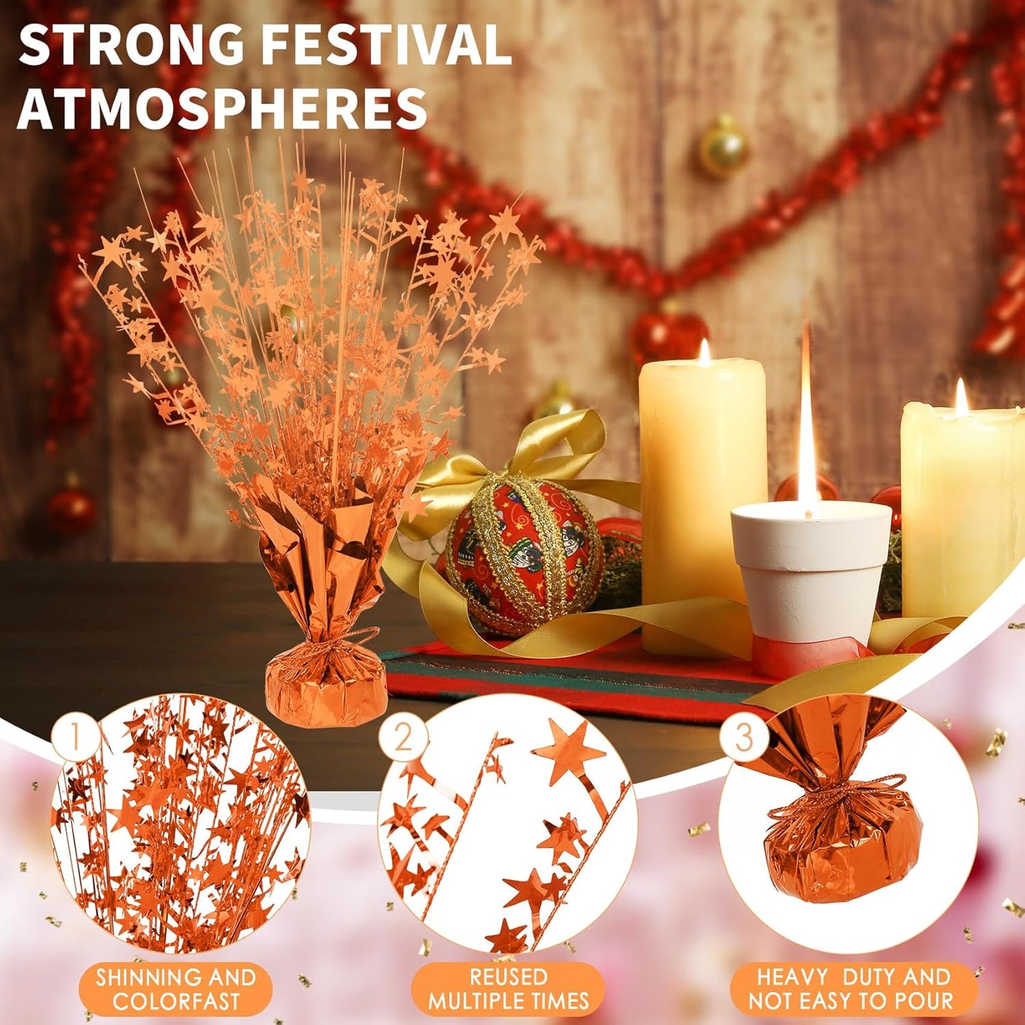 6 Pack Star Table Centerpieces for Party, Birthday Table Decorations for Kids Adults, Party Centerpieces for Tables for Wedding Baby Shower Graduation Holiday Event (Orange)