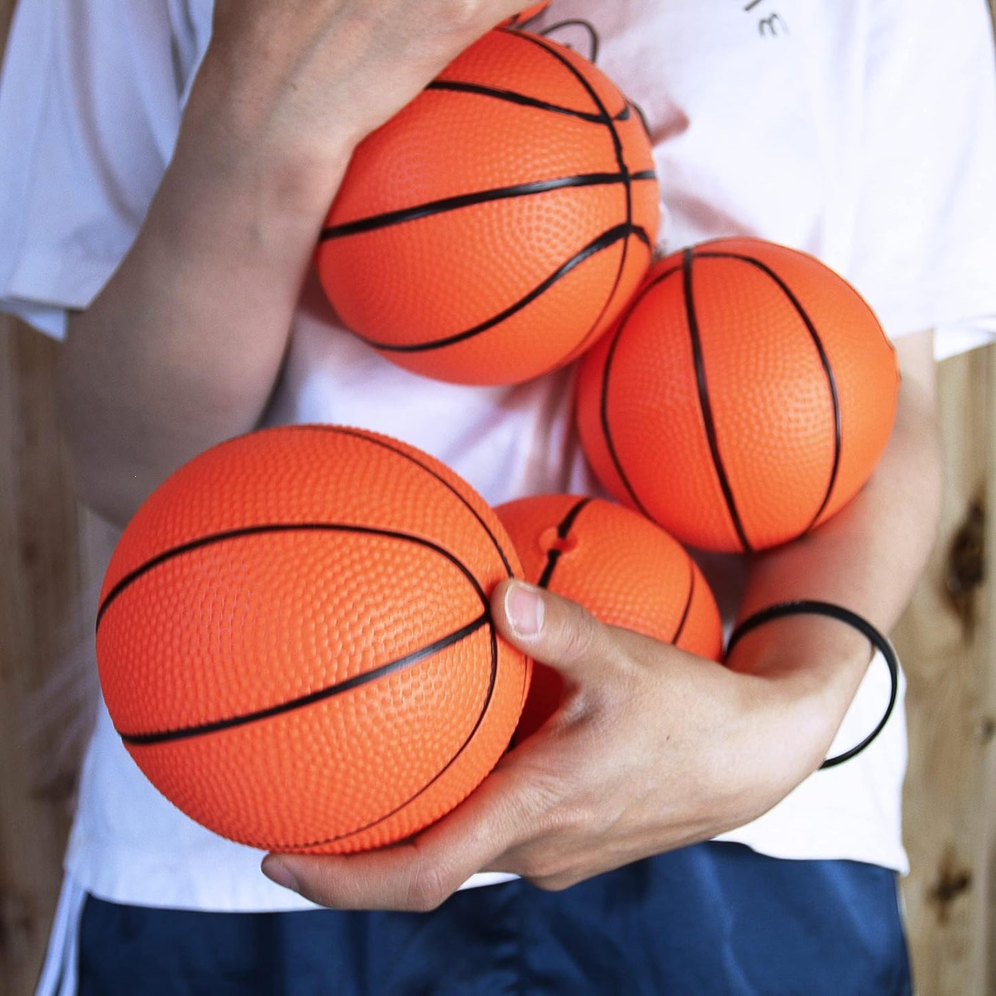 18 Pcs 5" Mini Basketball Set with Pump, PVC Small Basketball for Over The Door Hoop Games, Party Favors, Indoor Outdoor Play, Adults Kids, Pool Beach