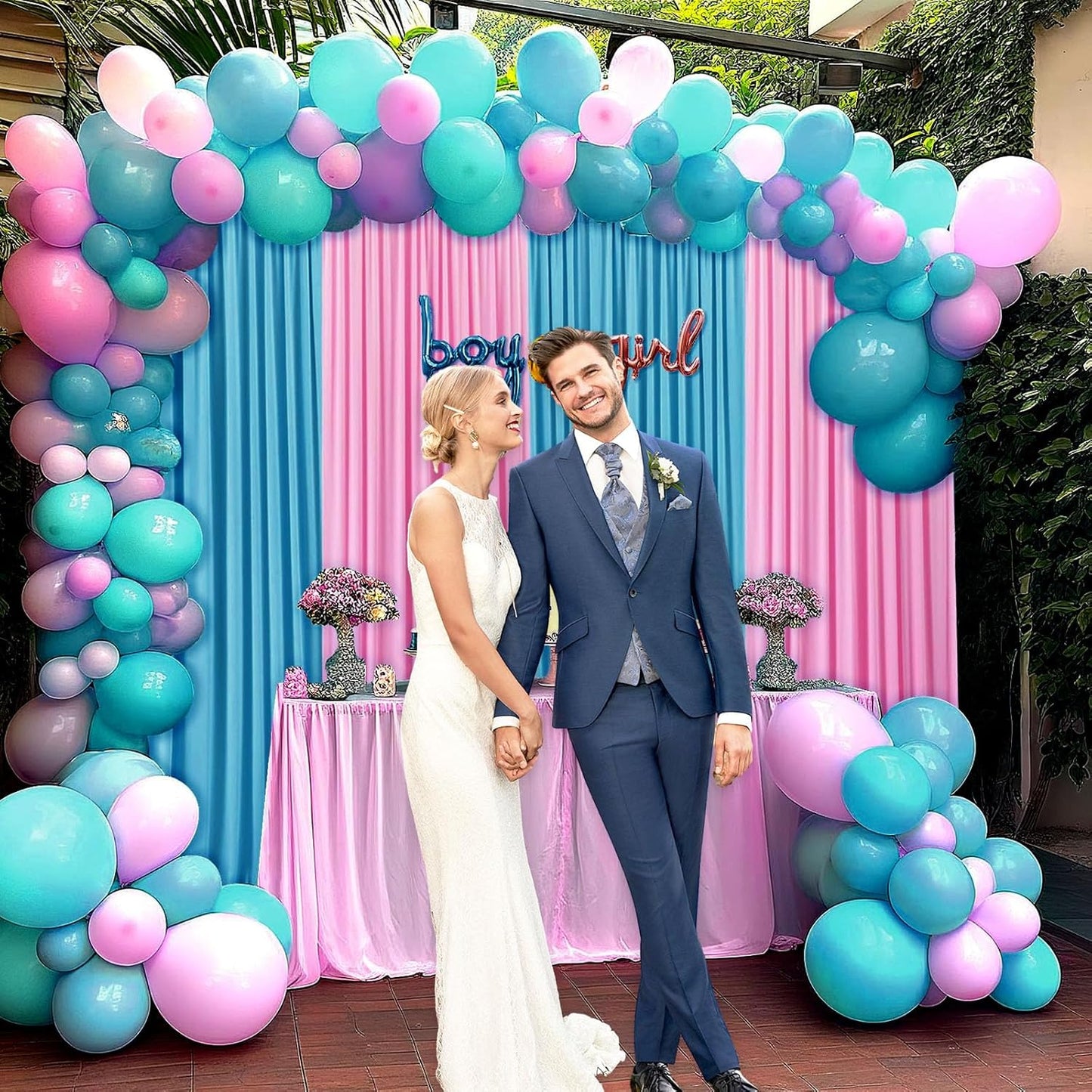 10 x 7 Feet Lake Blue Backdrop Curtain for Partie, Background Curtains for Photoshoot, Birthday, Wedding, Halloween, Thanksgiving, Christmas Day, New Year Party Decorations 5Ft x 7Ft, 2 Panels