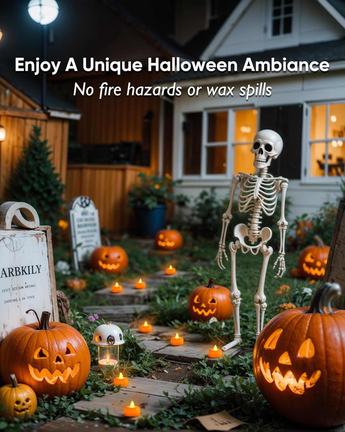 Amagic 12 Pack Halloween Orange Flameless LED Tea Lights Candles Battery Operated, Electric Fake Tealight Candles for Votive, Wedding, Table Centerpiece, Party, Holiday Decor, Christmas