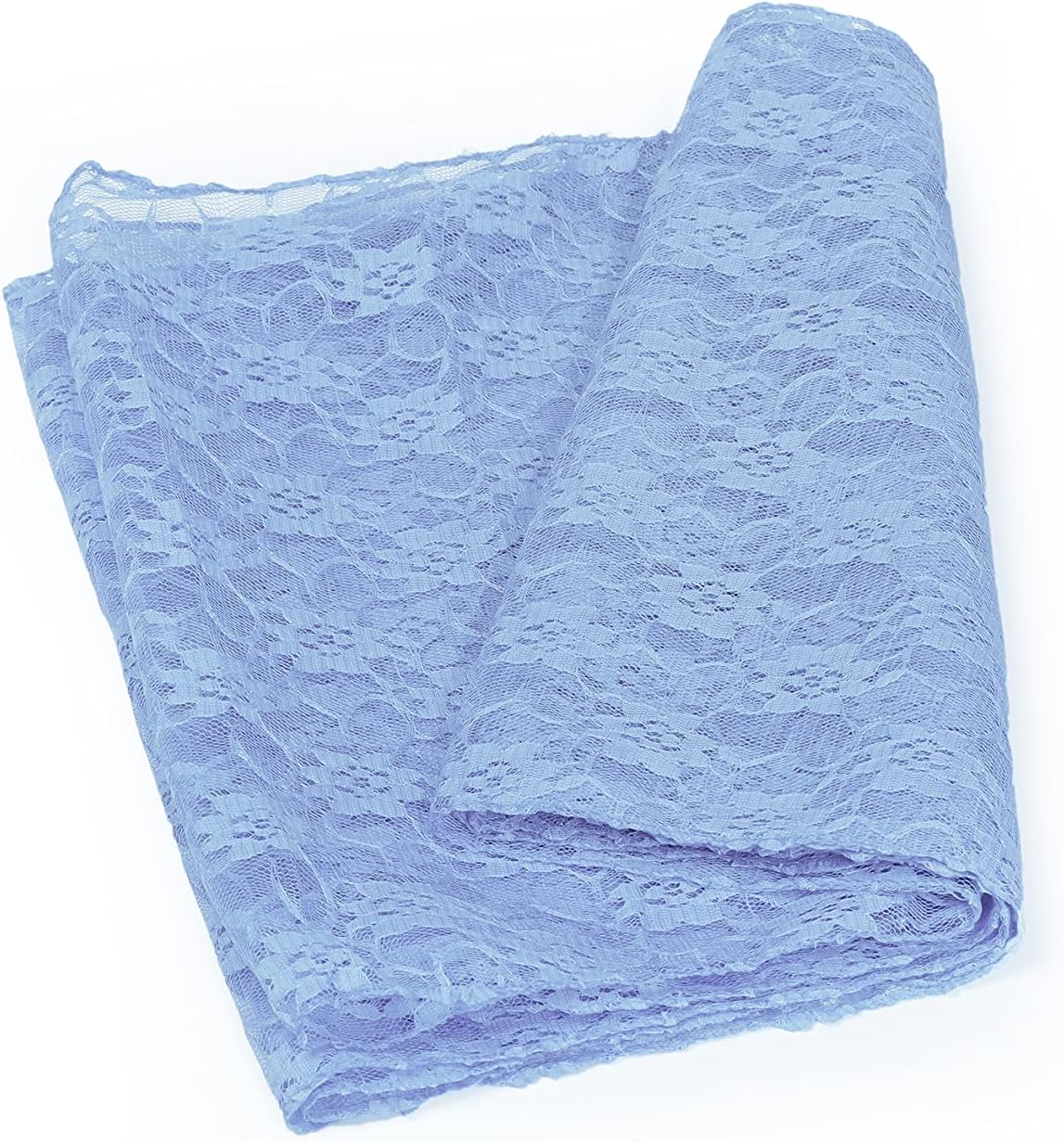 MDS Pack of 15 Wedding 12 x 108 inches Lace Table Runner for Wedding, Decorations for Birthday Parties, Banquets, Graduations, Engagements, and Runners fit Rectangle, Round Table- Baby Blue