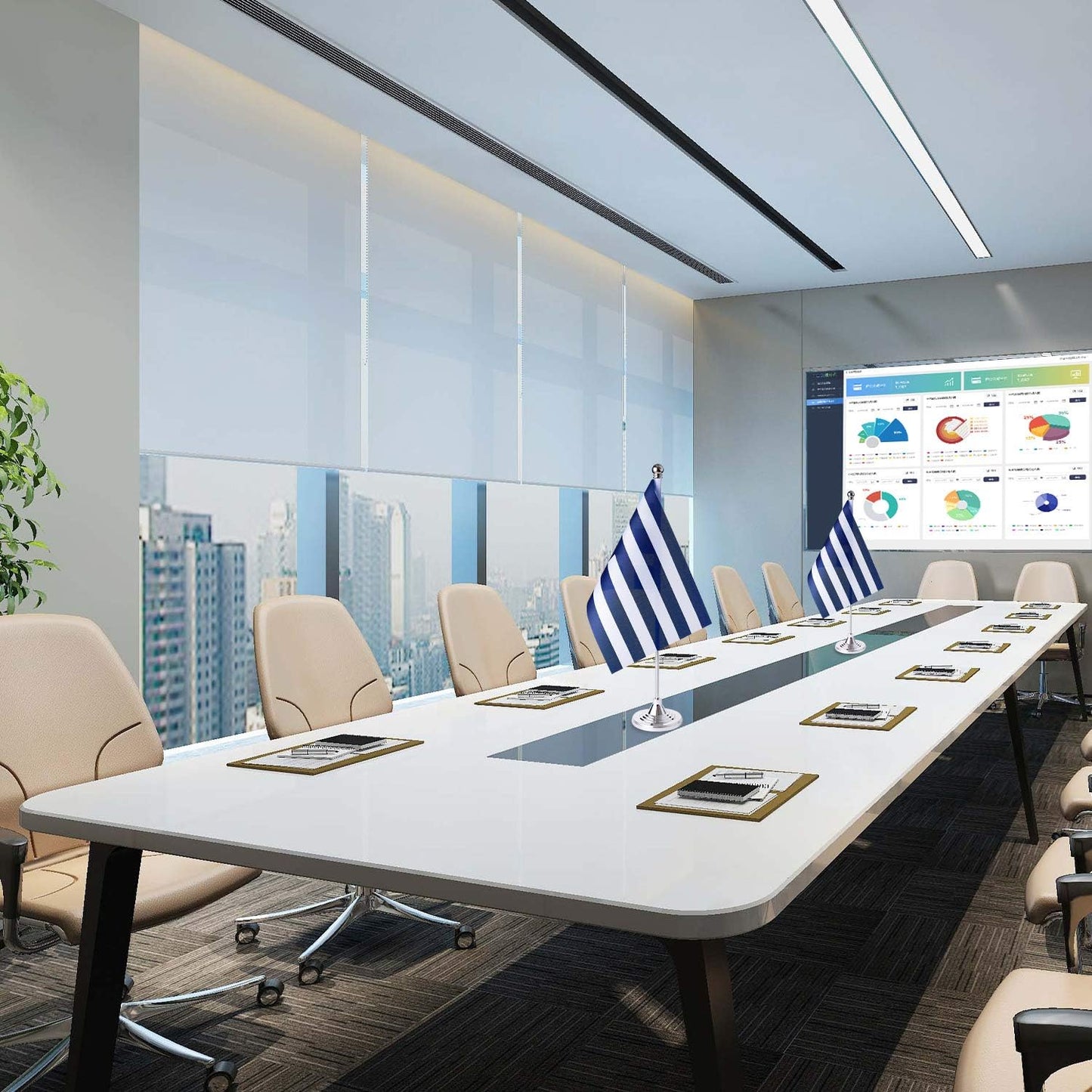 ZXvZYT 2 Pack Greece flag Greek Table Flag Small Mini Greek Desk Flags With Stand Base,International Festival Events Celebration Decorate,Home office Decorations