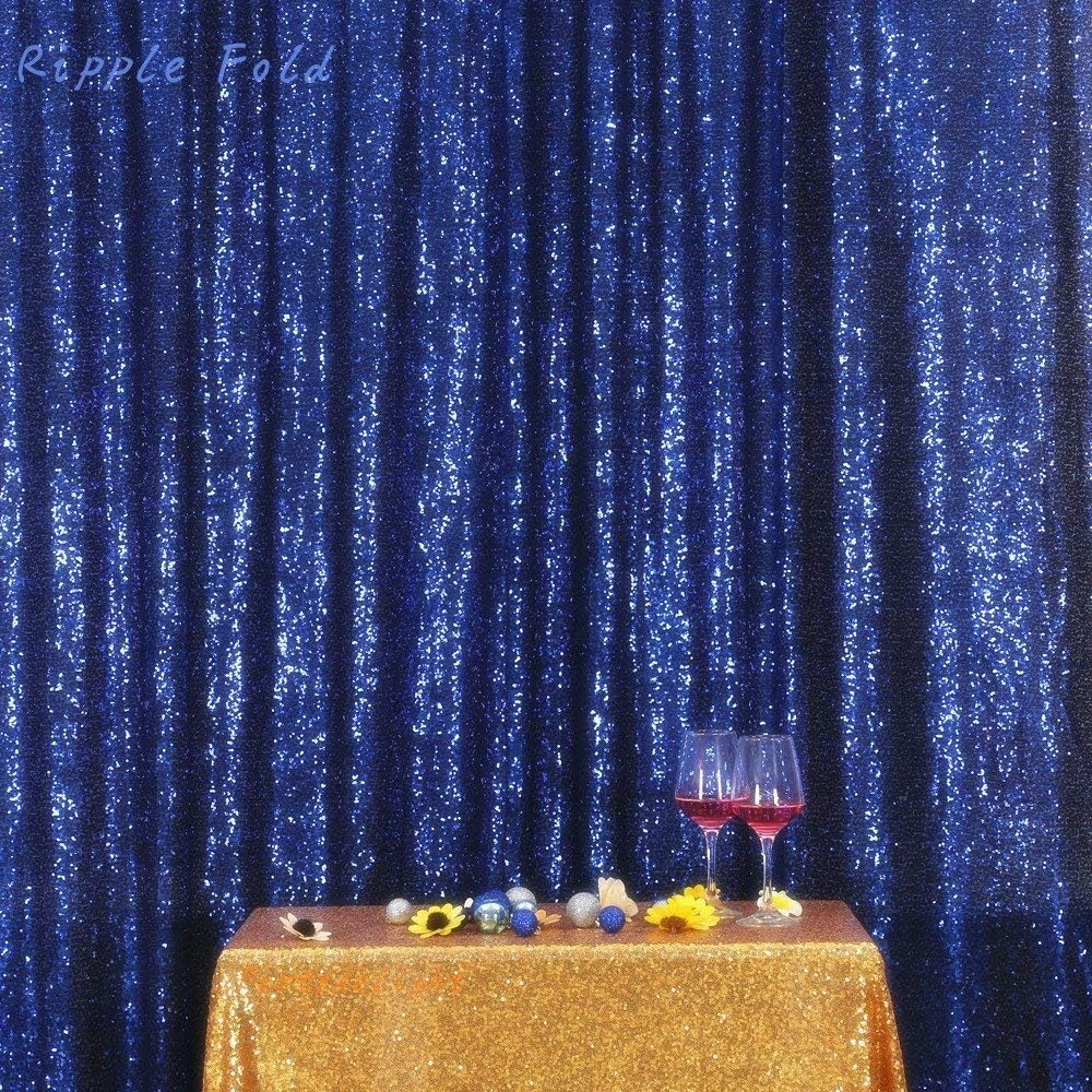 Juya Delight 2ft x 8ft x 2Pcs Navy Blue Sequin Photography Backdrop Curtain for Wedding Party Decoration Festival Ceremony