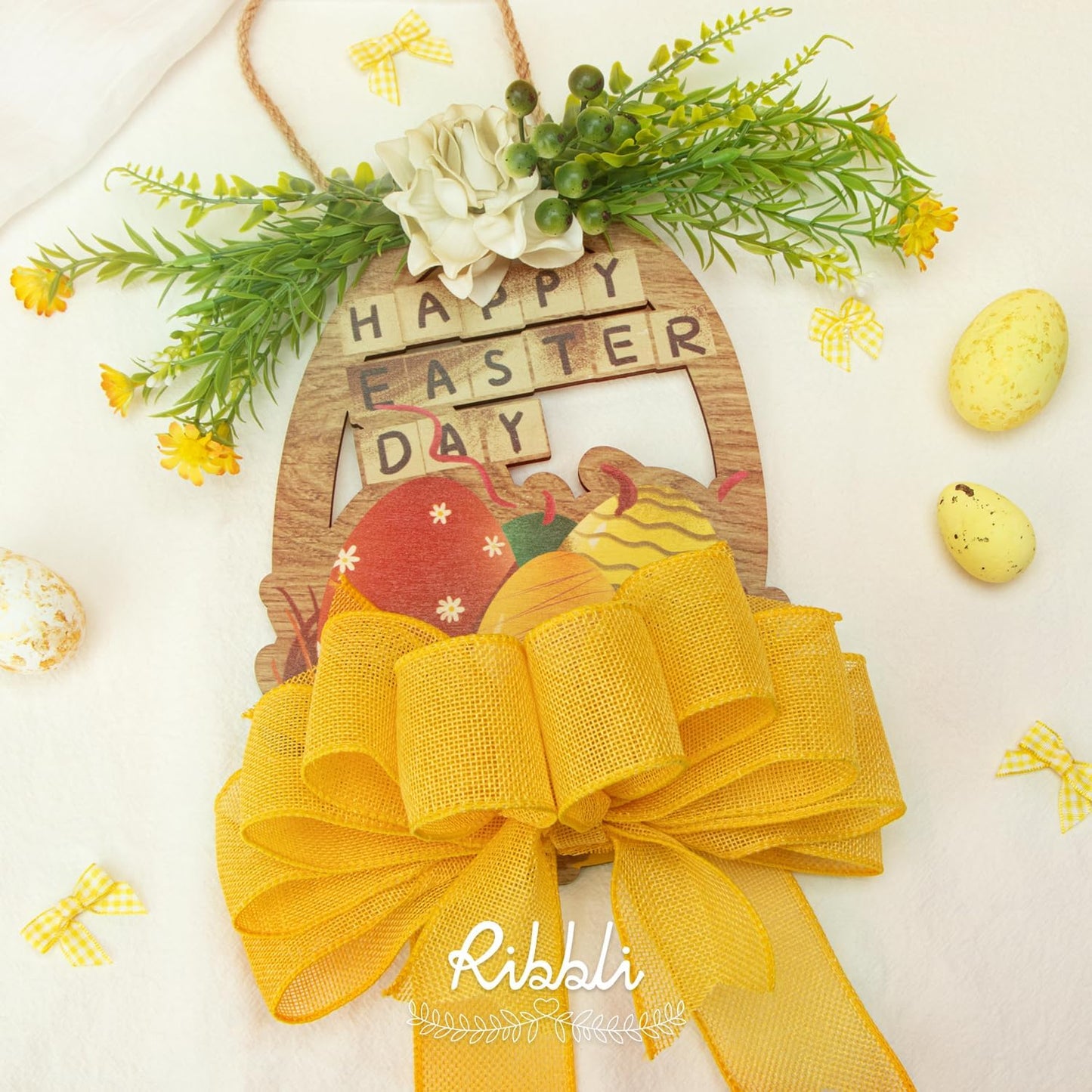 Ribbli Yellow Burlap Wired Ribbon, 2-1/2” Inch x Continuous 20 Yard, Wired Edge Ribbon for Wreaths,Big Bows,Tree Decoration,Outdoor Decoration