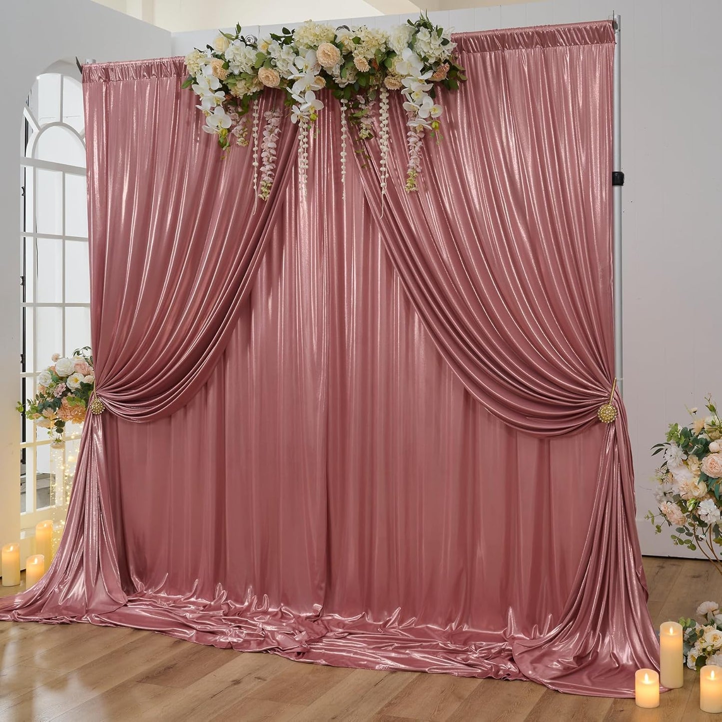 10x10 ft Wrinkle Free Rose Gold Sequin Backdrop Curtain for Parties,Thick Not Fall-Off Glitter Backdrop Drapes,2 Panels 5x10ft Shimmer Photo Back Drop Cloth for Wedding Birthday Photography Background