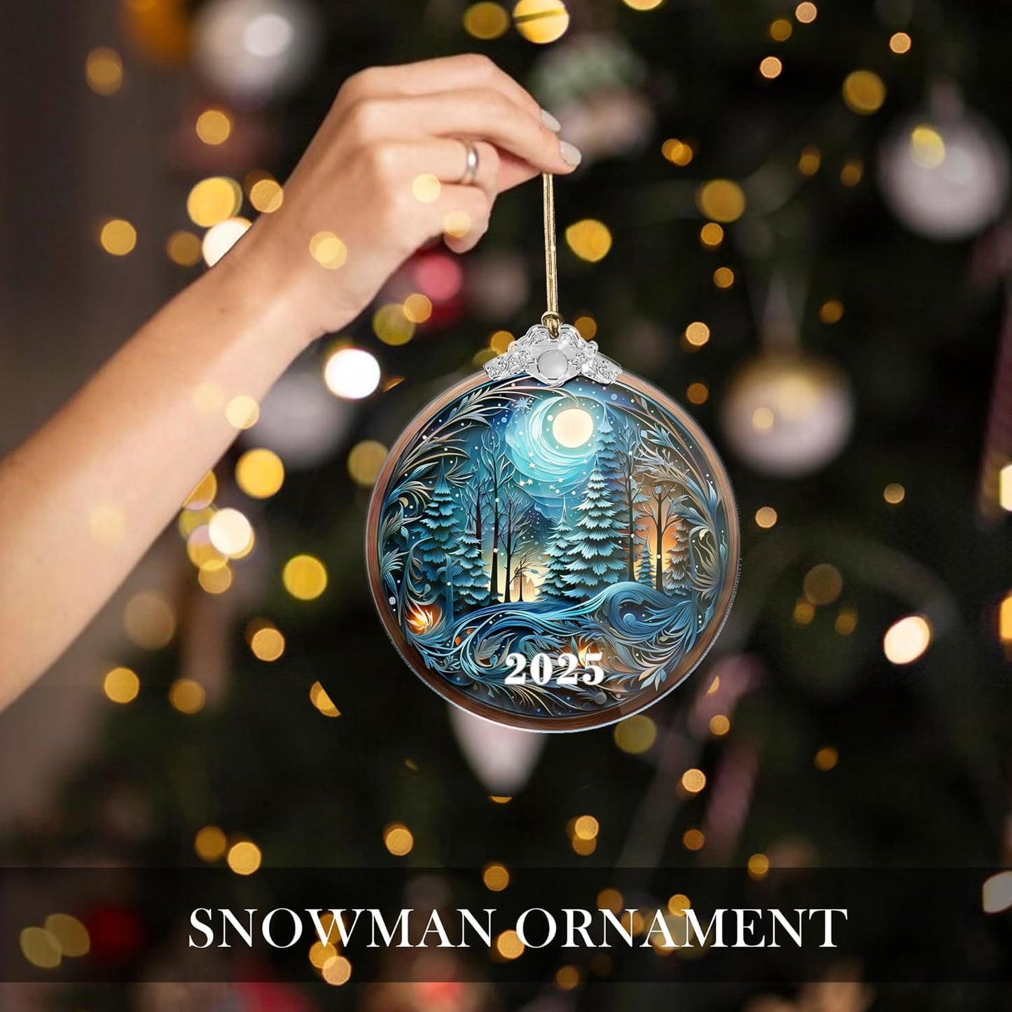 Christmas Ornaments, Tree 4 Inch Acrylic Ornament Art, Holiday Decoration, Car Interiors Decor, Tree Ornaments, 2025 Christmas Ornament (Noel in The Forest)