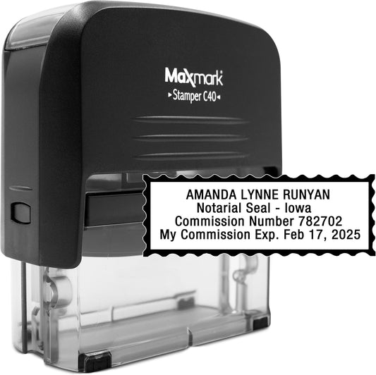 MaxMark Notary Stamp for State of Iowa- Self Inking Stamp