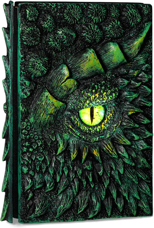 molshine A5 (7.3" x 5.1") 3D Dragon Embossed Journal,Resin Engraving Notebook,Retro Diary,100 Sheets Blank Paper,Hardcover Travel Notepad for Writing,Sketchbook,Collection,Gift,Decoration (Green)