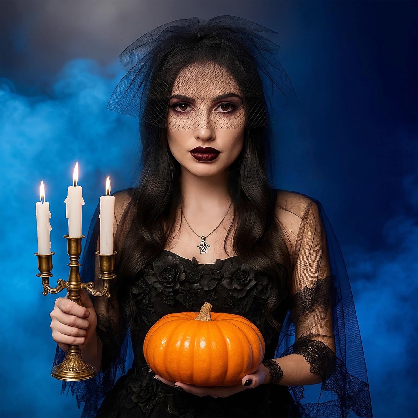 Ayliss Women Mesh Veils Black Bridal Birdcage Short Wedding Face Veil with Clip Tulle Gothic Bride Halloween Costume