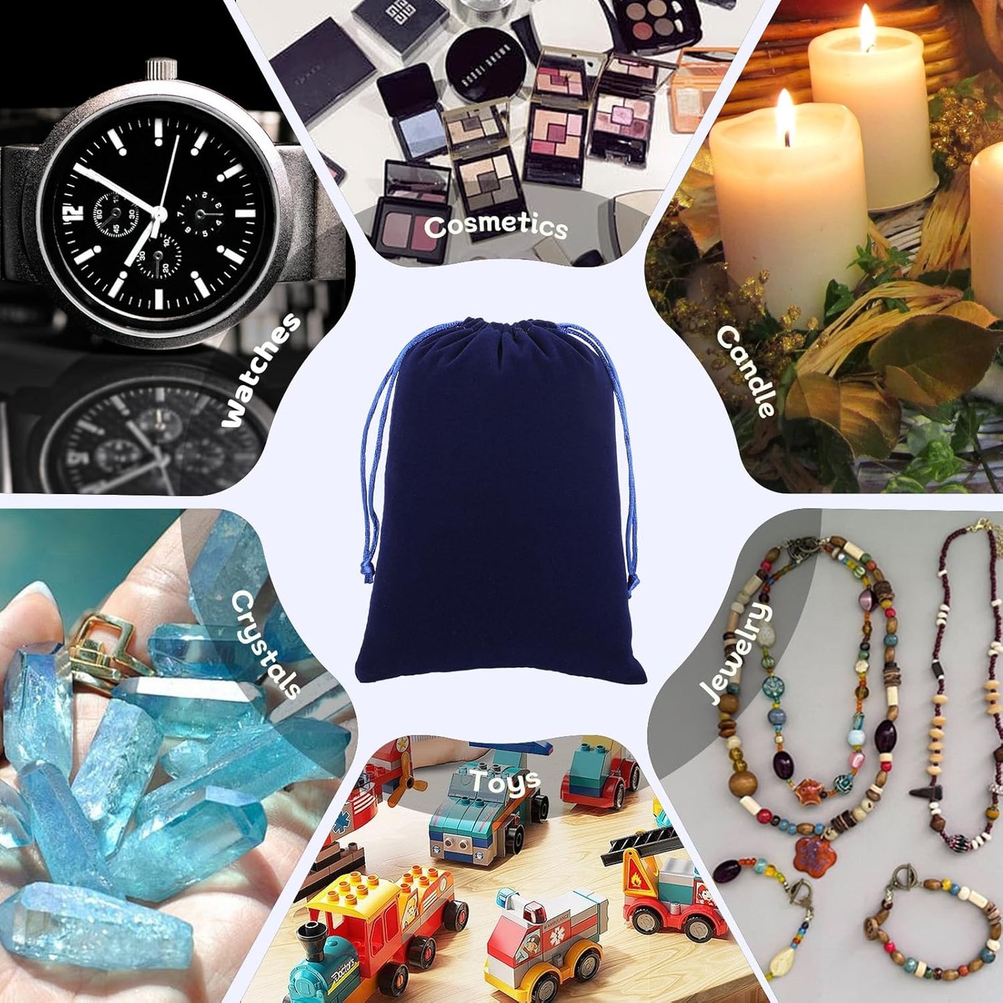 Velvet Drawstring Jewelry Bag, 50Pcs Blue Dice Bag, 7x10 Tarot Card Holder, Or Wrapping Halloween Party Favors, Small Bussiness, Toys, Board Game