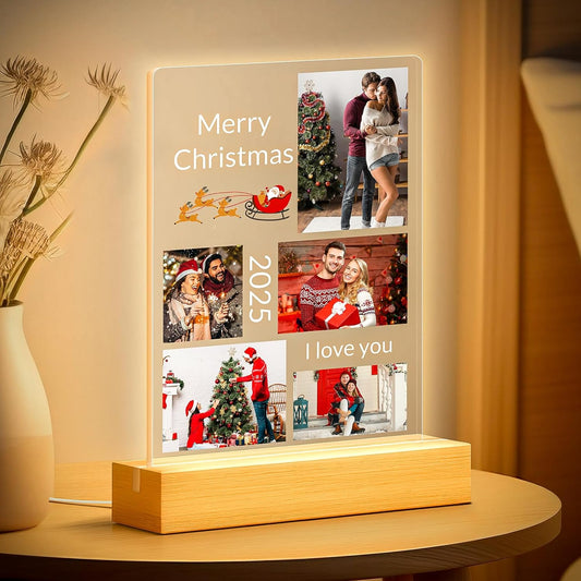 Custom Picture Frames with Photo, Personalized Photo Frame with Night Light, Customized Picture Frame, Personalized Christmas Photo Gifts for Women, Men, Him, Her, Couple, Boyfriend, Girl Friend