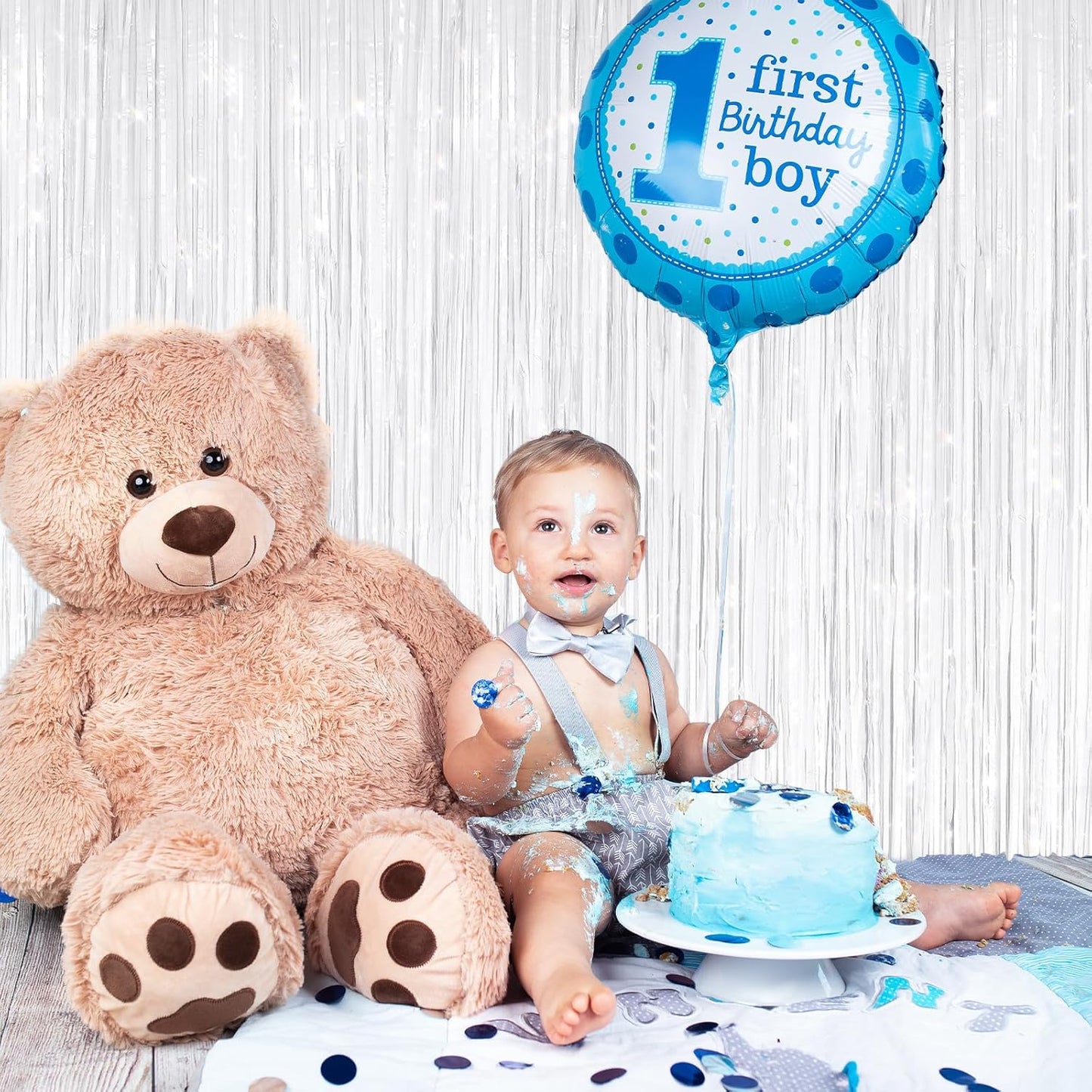 2Pack White Metallic Tinsel Foil Fringe Curtains, White Streamer Backdrop Curtains for Birthday Party Decorations, Fringe Backdrop for Wedding Foil Curtain Backdrop for Bachelorette Party Disco Party