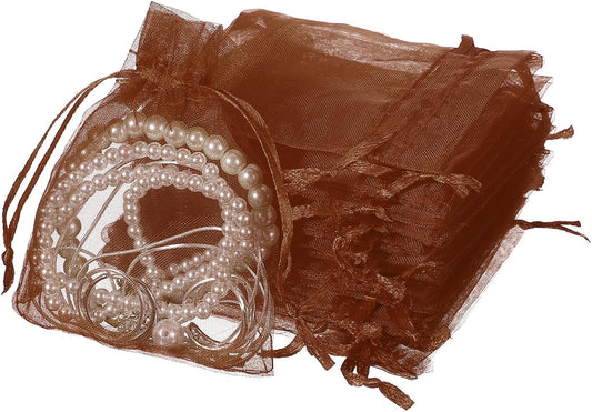 uxcell 50 Pcs Organza Gift Bags, 2.7x3.5 Inch Drawstring Pouches Jewelry Gift Bags, Small Wedding Favor Pouches for Christmas Birthday Wedding Goodie Candy Candle, Coffee