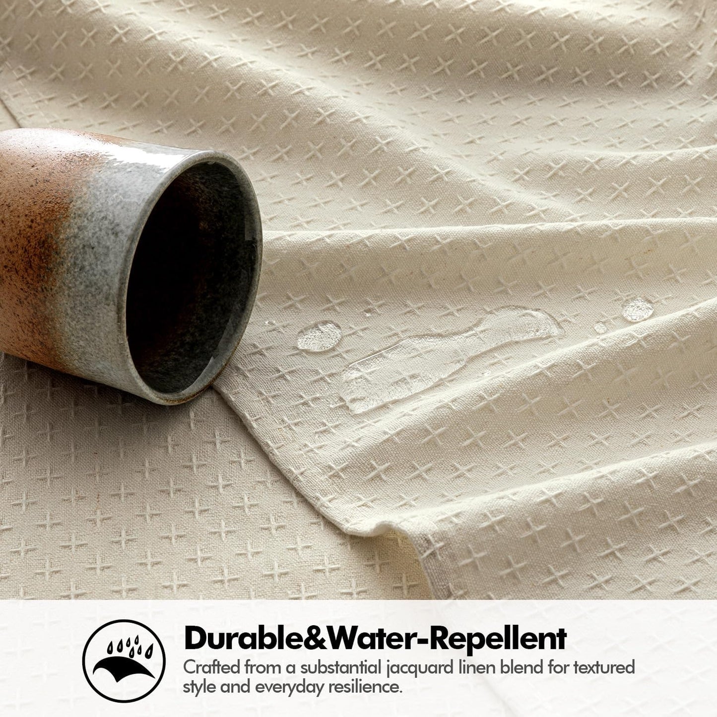 MIULEE Natural Linen Cottton Table Cloth Rectangle Tablecloth Waterproof Spillproof Cross-Star Textured Table Cltoth Decorative Farmhouse Style for Dining Party Weddings 60x104 Inch