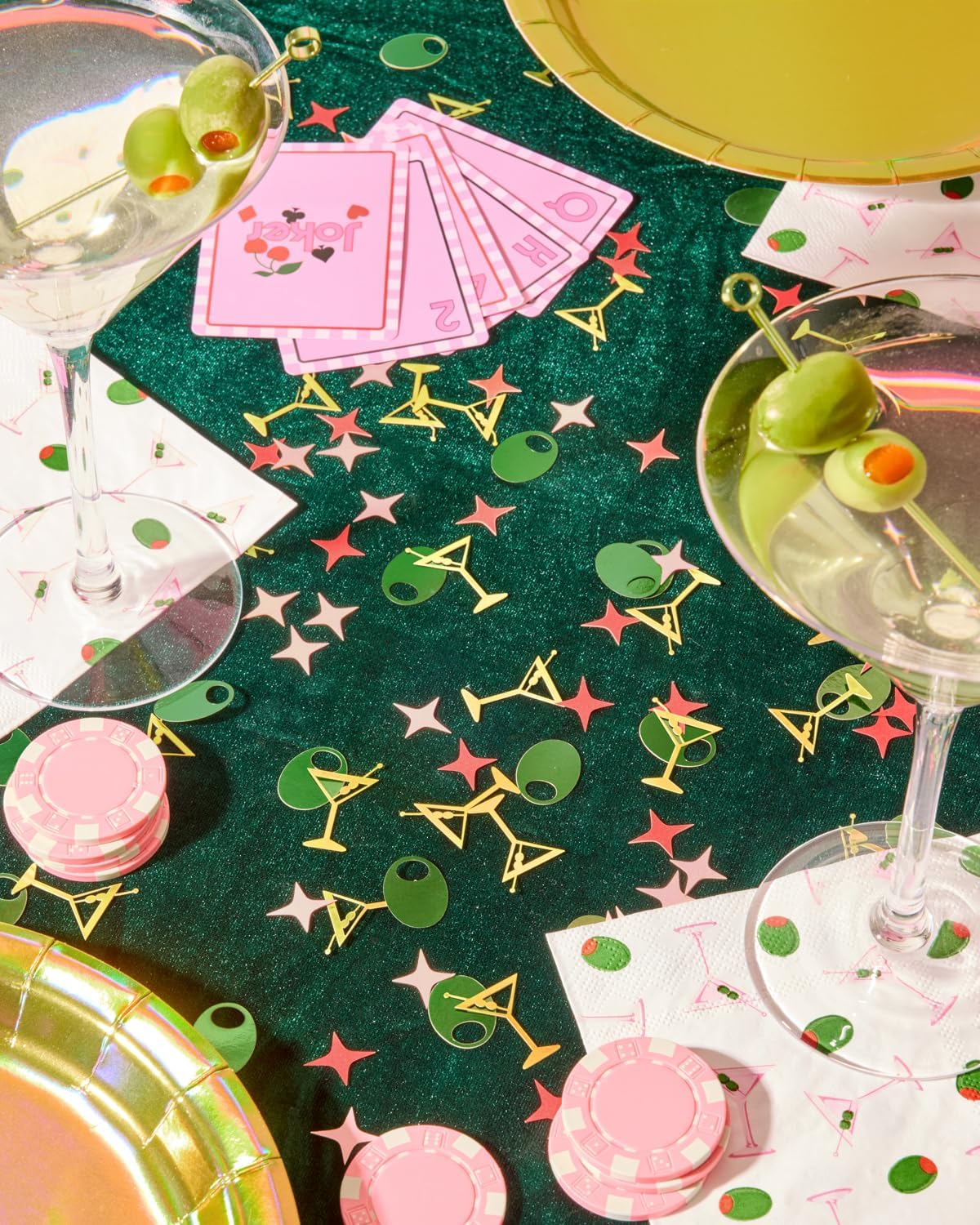 xo, Fetti Martini and Olive Confetti - 200 pcs | Cocktail Bachelorette Decoration, Tini Bit Older Birthday Party Tablescape, Extra Dirty Dinner Setting, Casino Bach Decor