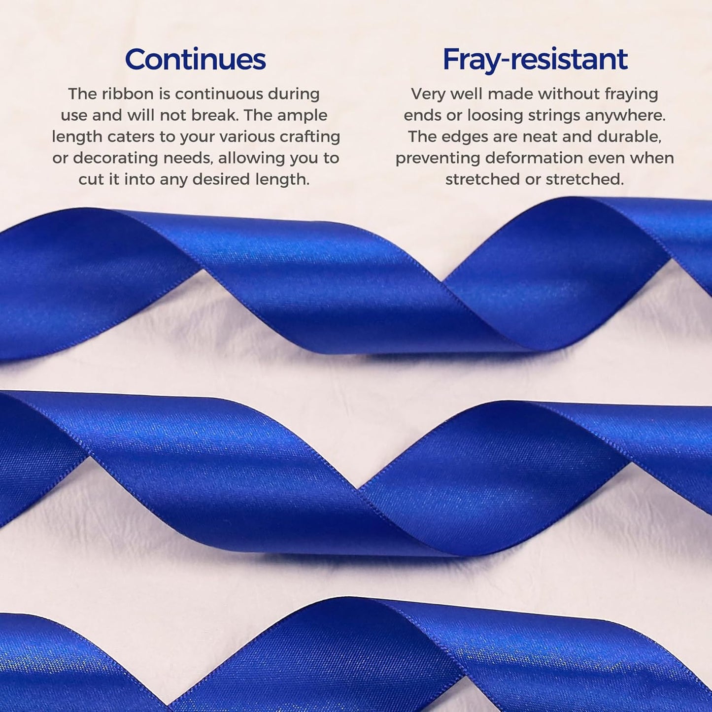 Royal Blue Satin Ribbon 1 inch X Continuous 100 Yards, Single Face Polyester Ribbon Perfect for Gift Wrapping, Flower Bouquet, Wedding Decor, Crafts, Bow Making, Sewing and More