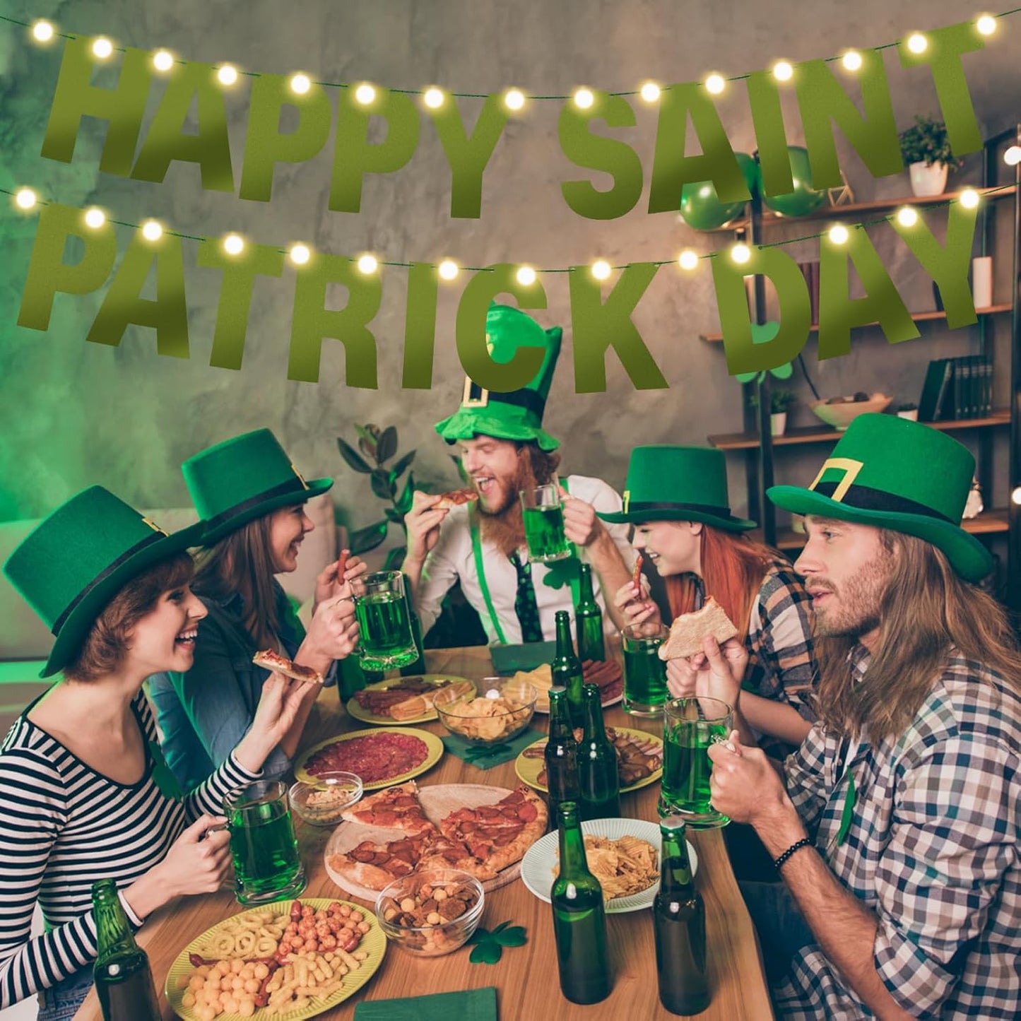 TaoBary 112 Pcs DIY Letter Kit Glitter Customizable Banner Letters Include 107 Letters and Numbers 3 Rope and 2 Needles for Birthday Halloween Christmas Wedding Valentine Party Decor(Bright Green)