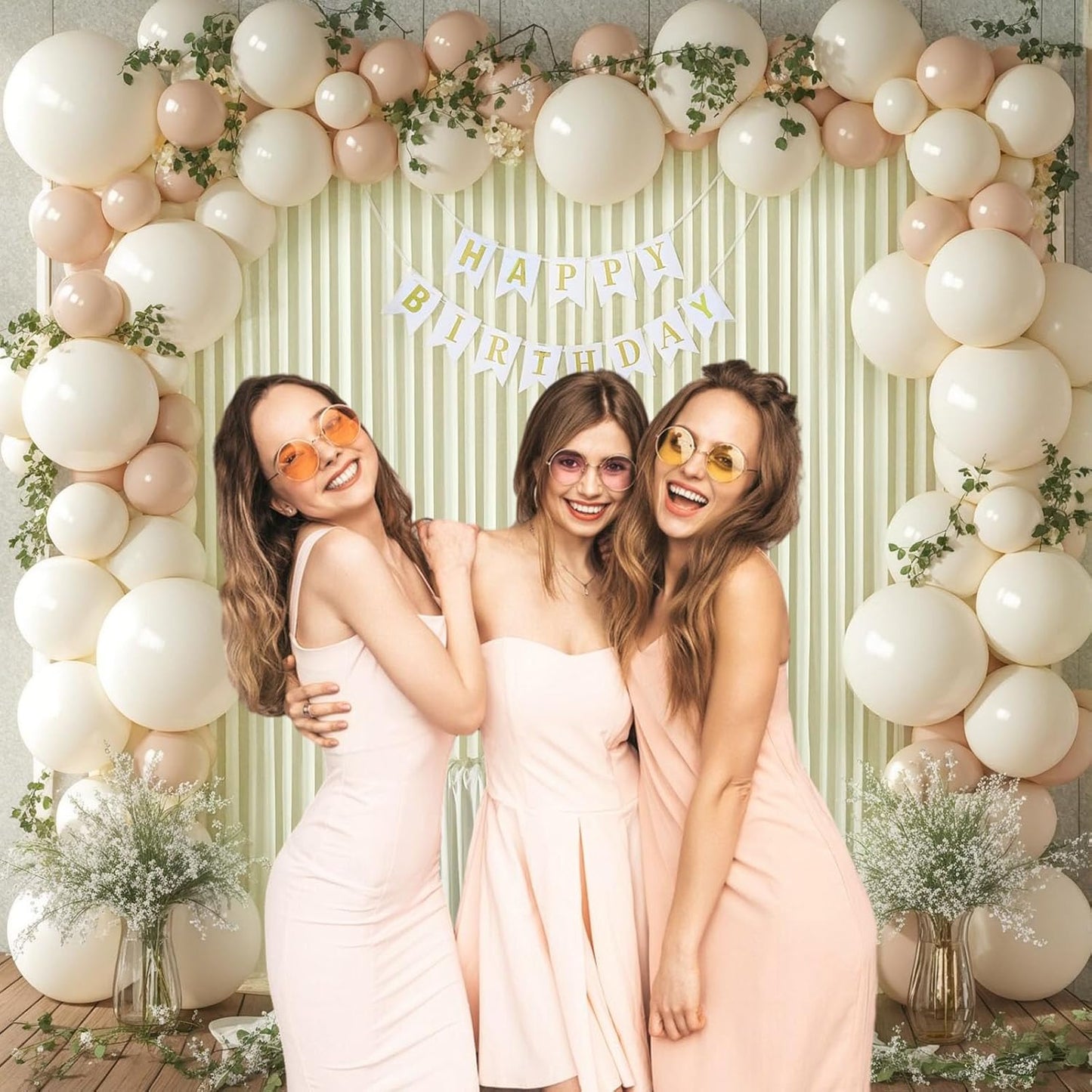 10 x 7 Feet Ivory Backdrop Curtain for Partie, Background Curtains for Photoshoot, Birthday, Wedding, Halloween, Thanksgiving, Christmas, New Year Party Decorations 5Ft x 7Ft, 2 Panels