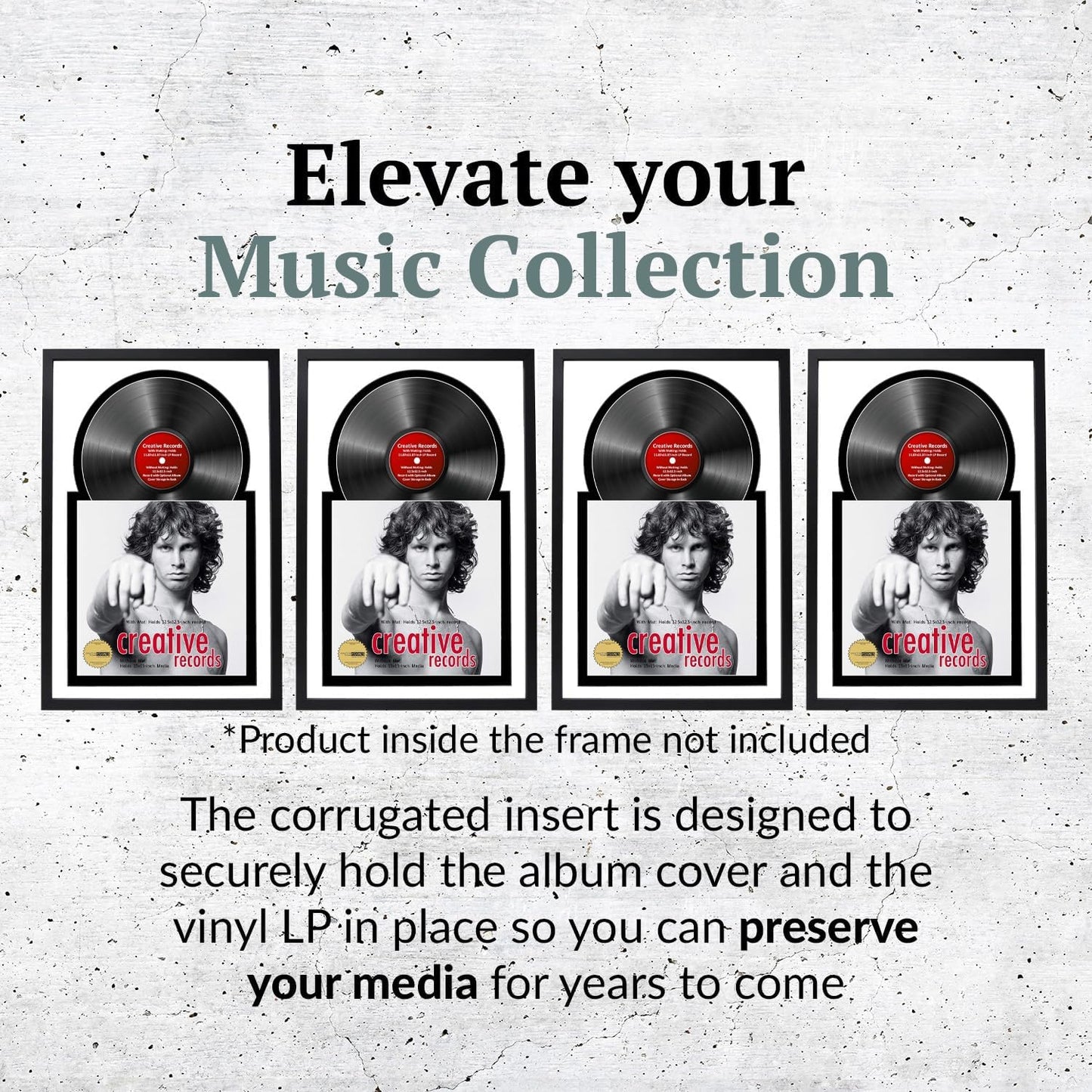 Creative Picture Frames 16" x 24" Jukebox Vinyl Frame Display with Double Double White-Black Matting, LP Record Album Frame for Wall Decor, White/Black, 1 Count