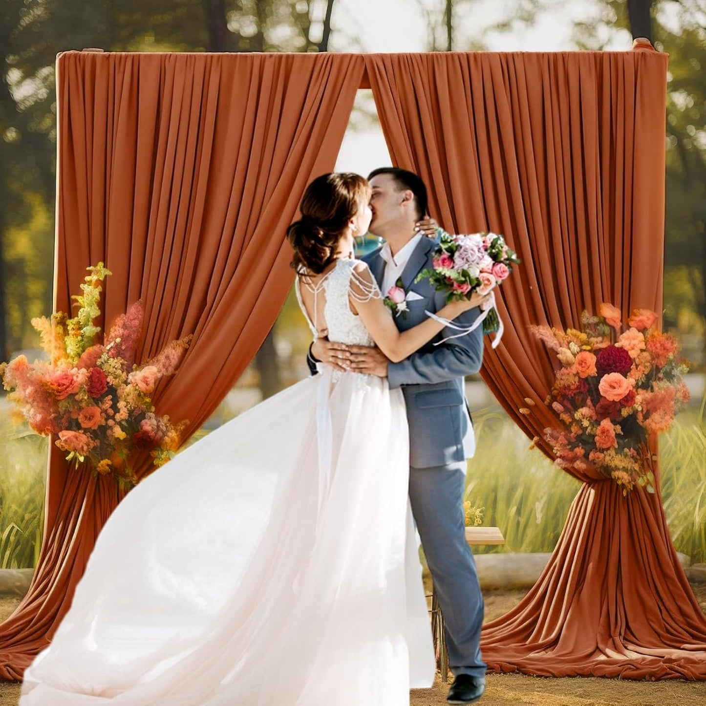 10 x 7 Feet Bronze Backdrop Curtain for Partie, Background Curtains for Photoshoot, Birthday, Wedding, Halloween, Thanksgiving, Christmas, New Year Party Decorations 5Ft x 7Ft, 2 Panels