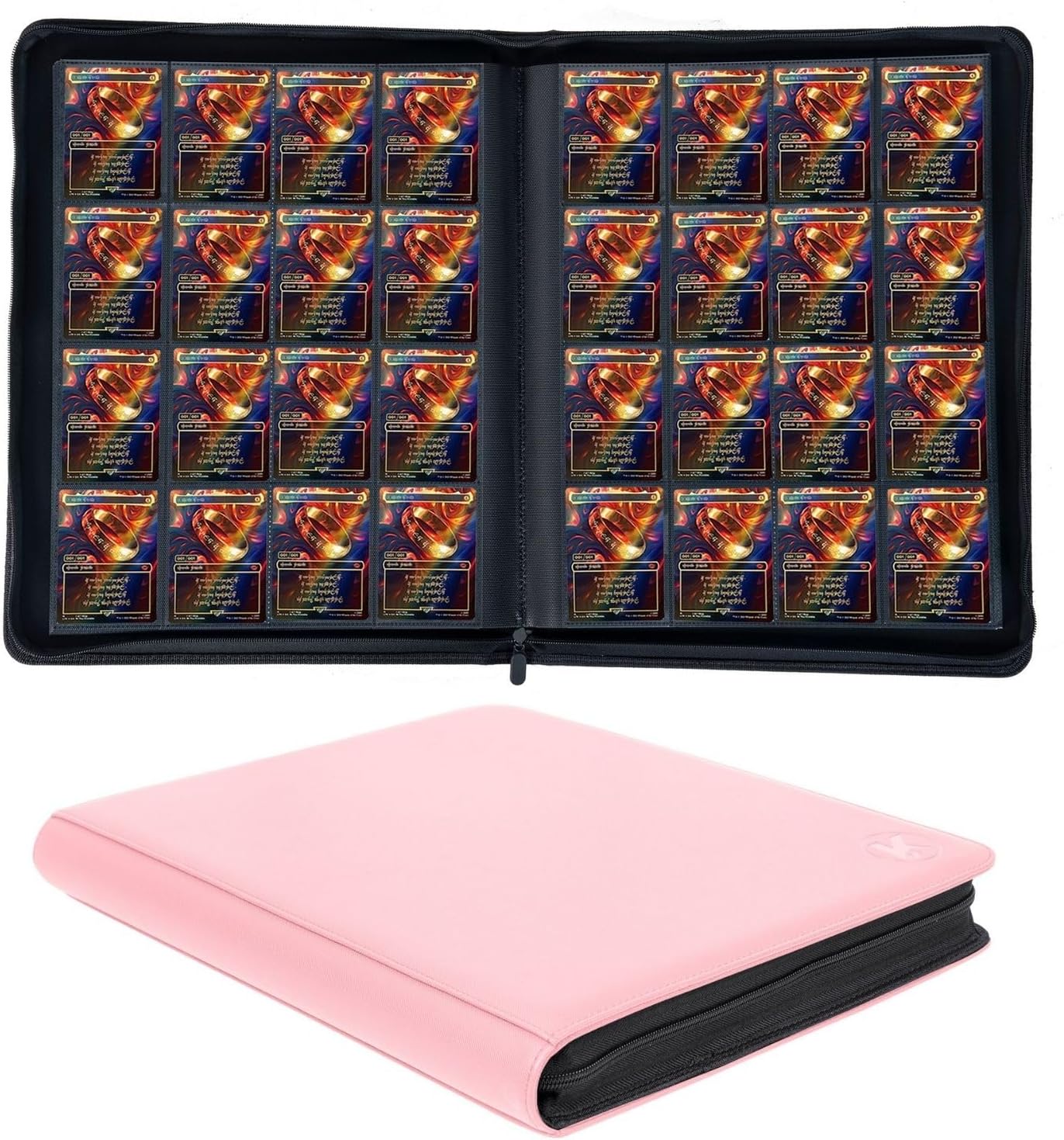 1000+ Pockets Trading Card Binder, 16-Pocket Card Ablum Compatible with MTG,Sports Cards & Other Standard Size Trading Cards (Pink)