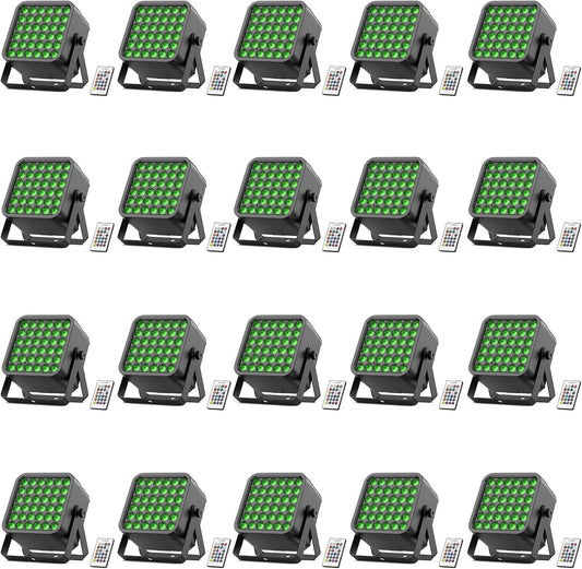 Rechargeable Par Can Lights, 72W RGB 5200mAh Uplights Battery Powered Stage Light, Wireless DJ Lights Sound Activated with Remote & DMX Control for Festivals, Weddings, Bars, Churches, DJ (20 Packs)