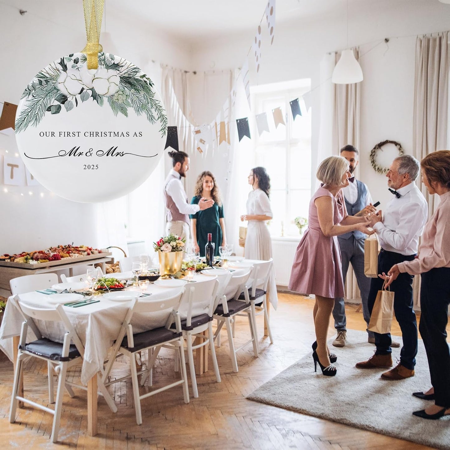 2025 First Christmas Married Ornament,First Year as Mr and Mrs Christmas Hanging Ornament Wedding Decoration for Couple