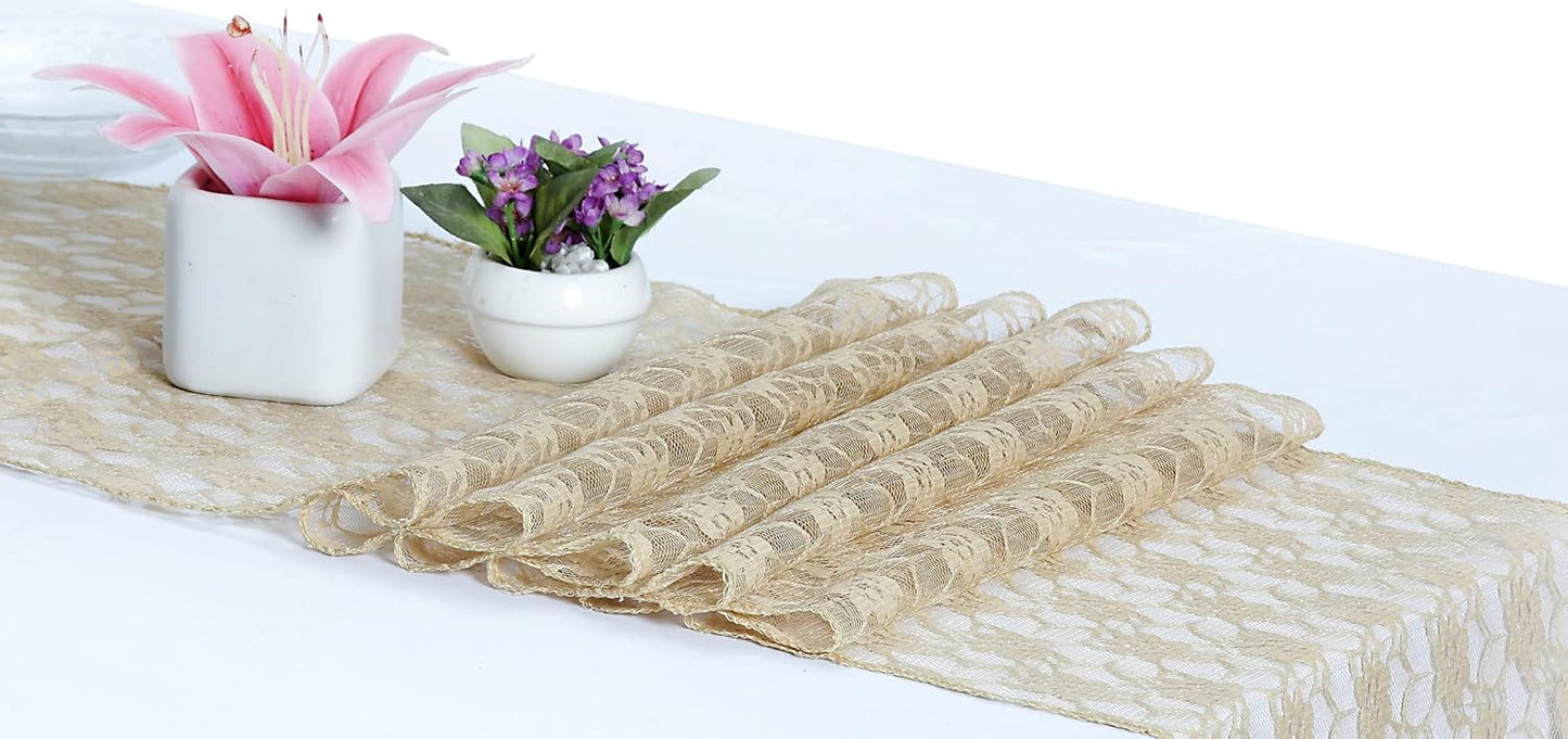 MDS Pack of 12 Wedding 12 x 108 inches Satin Table Runner for Wedding, Decorations for Birthday Parties, Banquets, Graduations, Engagements, Runners fit Rectangle, Round Table- Champagne Gold