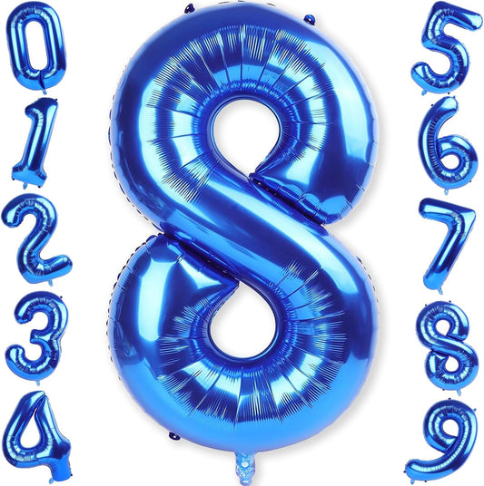 40 Inch Balloon Number 8 Navy Blue, Large Dark Royal Blue Foil Number 8 Balloons Set 0-9 for Men, Self Inflating Digital 8 Helium Balloons for Boys Birthday Anniversary Baby Shower Party Decorations