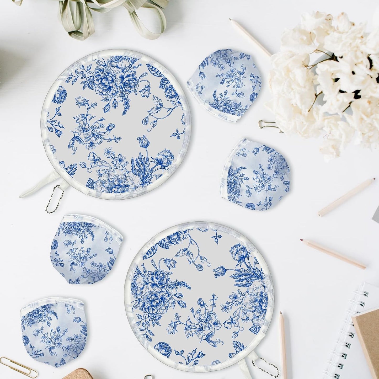 4 Styles Flower Round Foldable Hand Fan Japanese Foldable Fan Style Handheld Compact Cooling Fans,Round Folding Fan for Outdoor Games,Xmas Decoration,Festival,Party Favors,Travel,Events