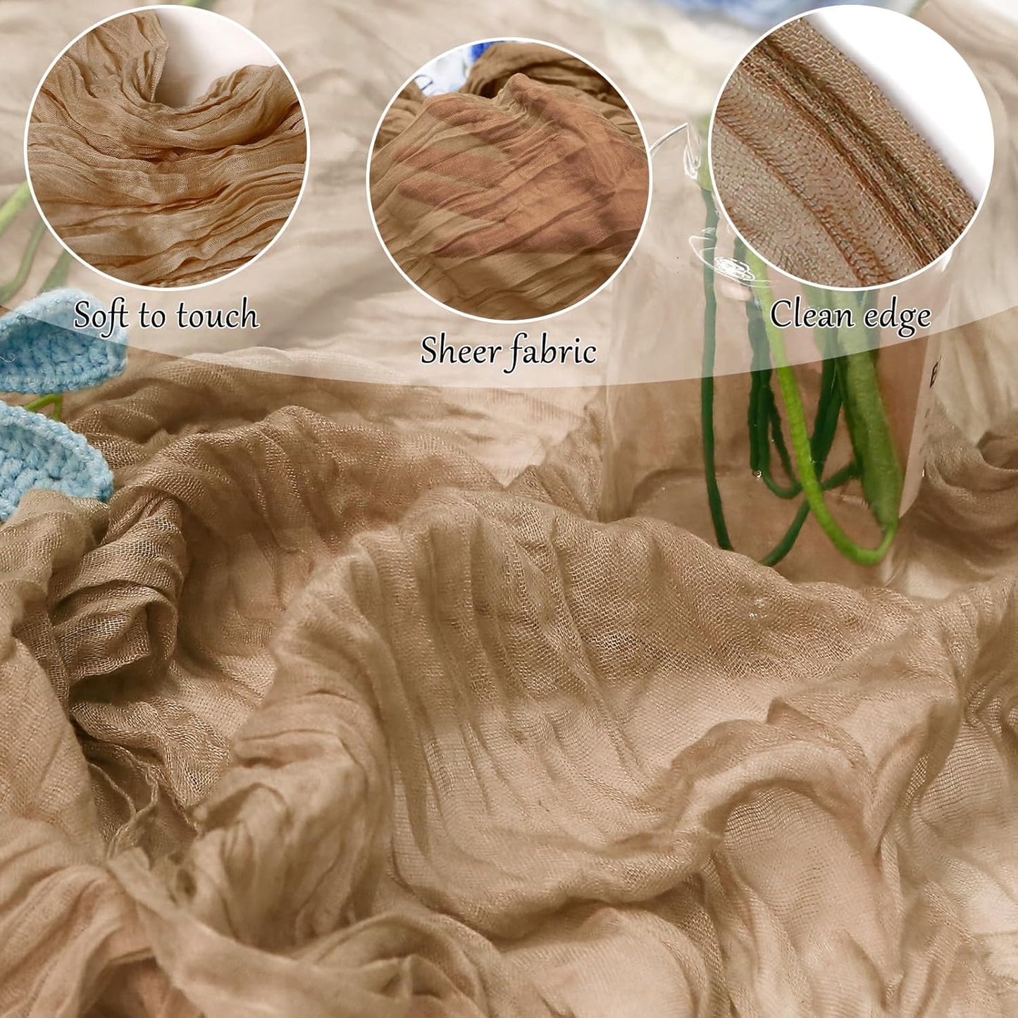 10-Pack Khaki Cheesecloth Table Runners – 10FT (35x120 Inch) Boho Rustic Gauze Fabric Cheese Cloth Table Runner for Weddings, Baby Showers, Bridal Shower, Farmhouse & Birthday Party Decor