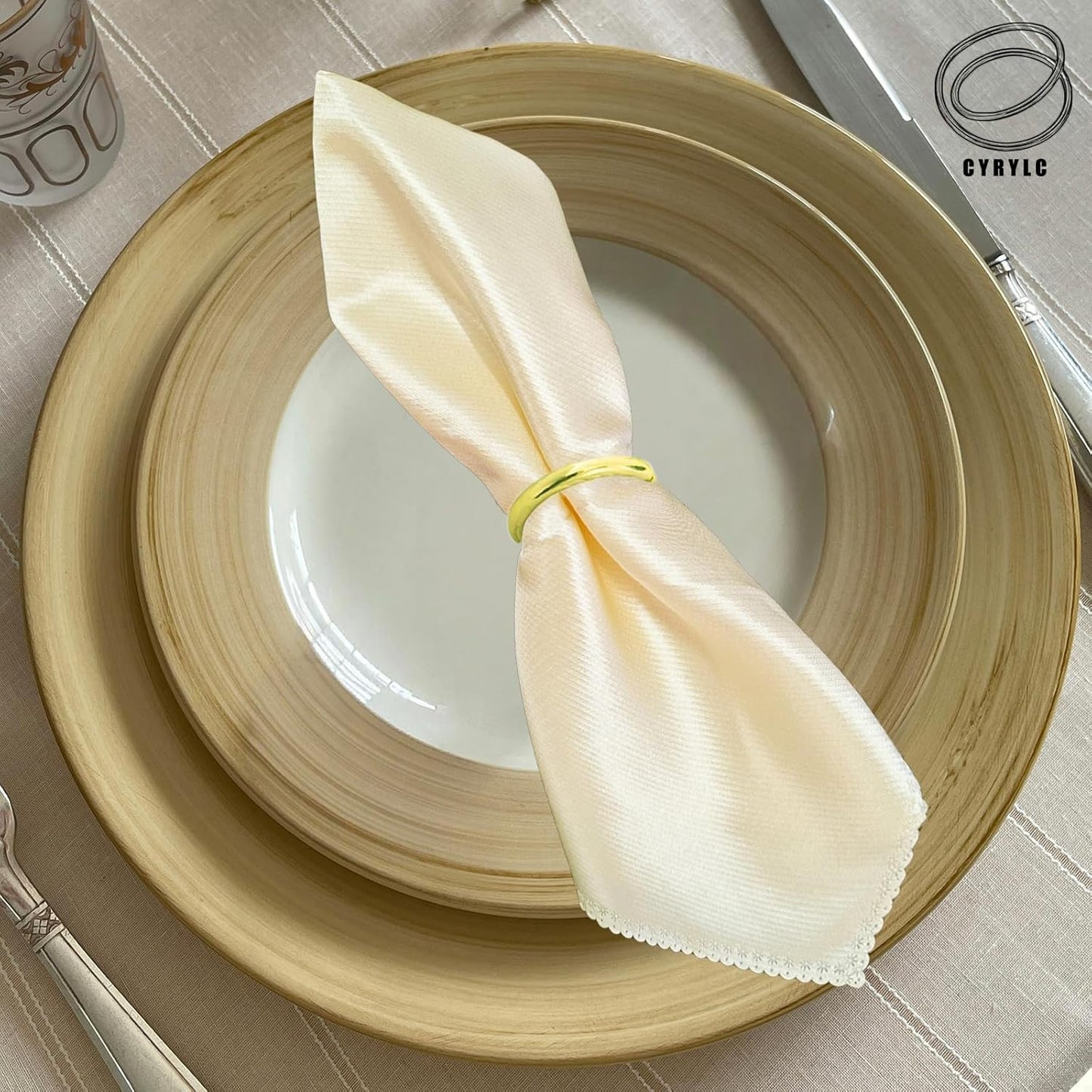 10 Pcs Gold Napkin Rings - Metal Napkin Ring(Round) Stainless Steel Napkin Rings for Table Settings Wedding Christmas Party Dinner Table