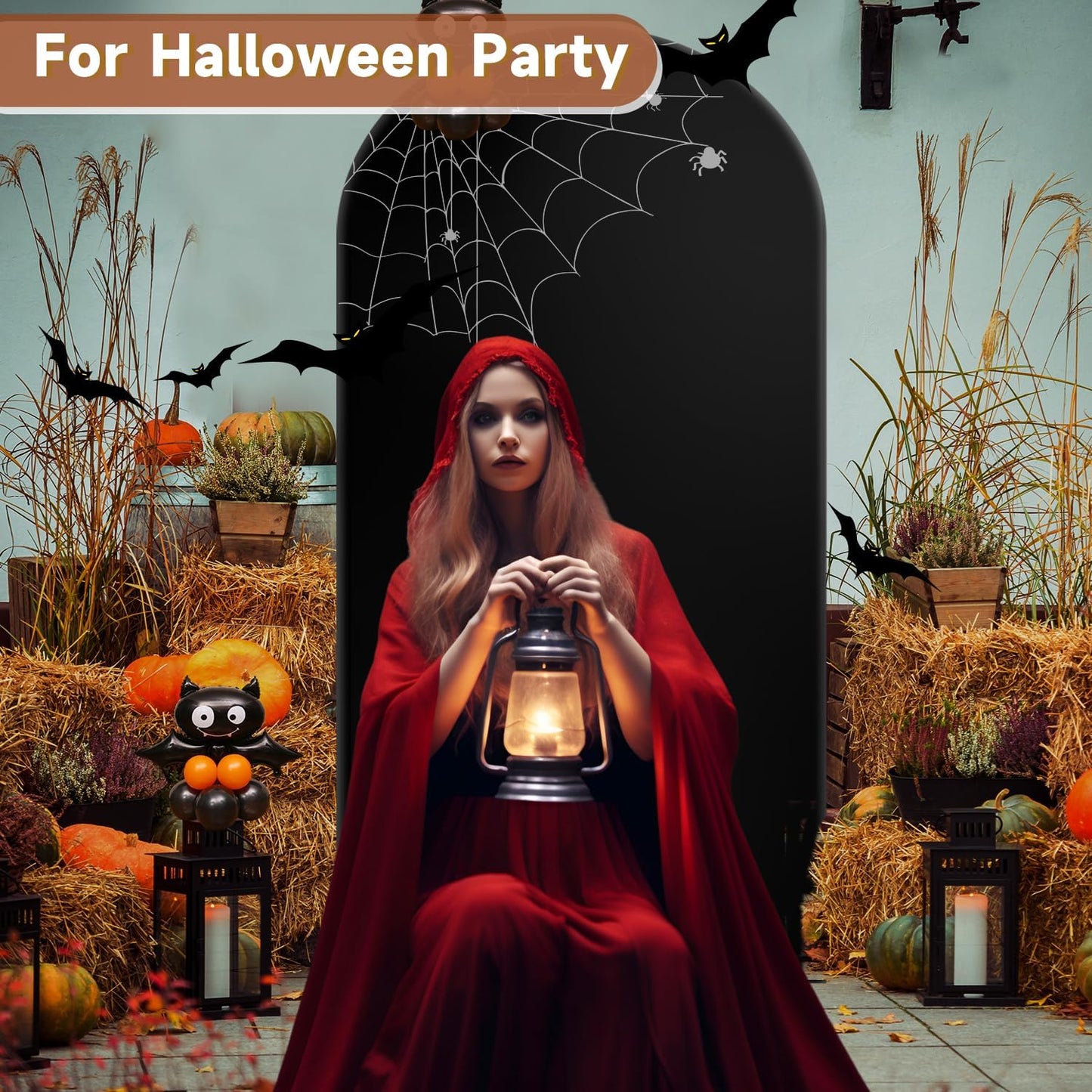 Hemmotop 7.2 ft Black Arch Backdrop Cover (No Arch Stand), Double-Sided Spandex Arch Covers Stretchy Backdrop for Party, Wedding, Birthday, Baby Shower, Reusable for Balloon Arches