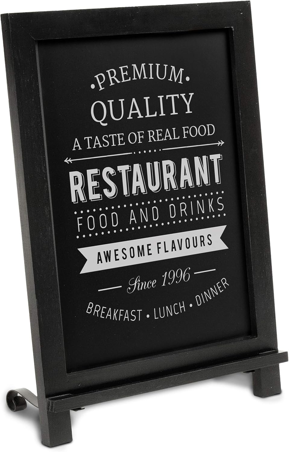 HBCY Creations Rustic Black Wooden Tabletop Chalkboard with Legs/Vintage Wedding Table Sign/Small Kitchen Countertop Memo Board/Antique Wooden Frame (12" x 17", 4- Black)