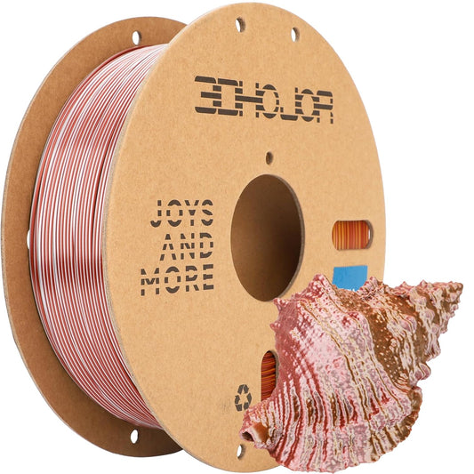 Silk PLA Filament 1.75mm Gold Silver Copper Triple Color PLA 3D Printer Filament 3 in 1 Coextrusion 1KG Spool(2.2lbs) 3D Printing Filament Dimensional Accuracy +/- 0.03mm