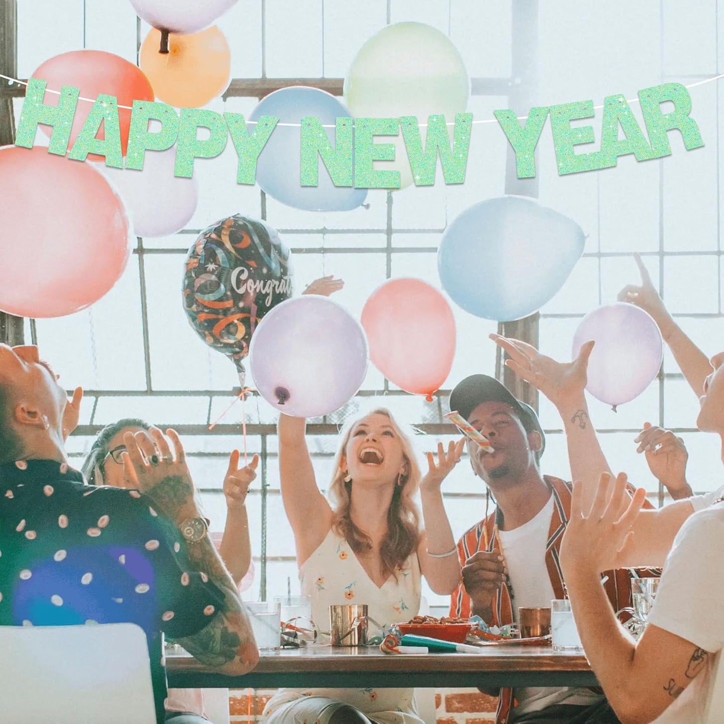 BEISHIDA 116 PCS Glitter Light Green DIY Letter Banner Kit Make Your Own Banner，Including 111 Letters and Numbers 3 Rope and 7 Threading Device,Customized for Birthday Graduation Wedding Party Decor