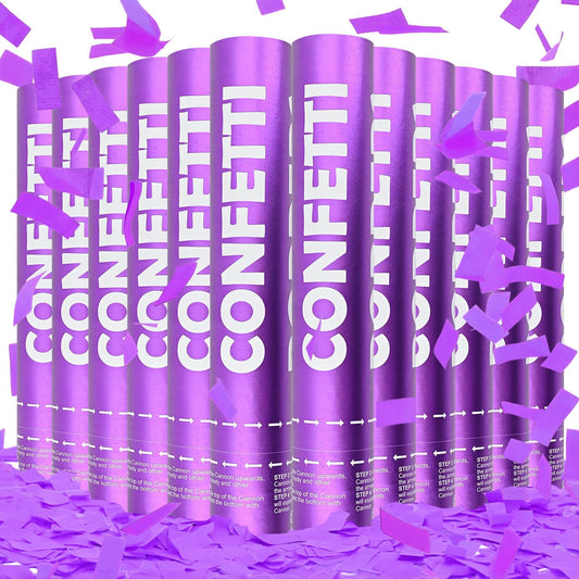 Confetti Cannon 12Pack Purple Biodegradable Cannon Poopers 12Inch Purple Party Poppers Confetti Cannon for Celebrate Wedding Birthday Graduation Baby Shower Christmas New Year