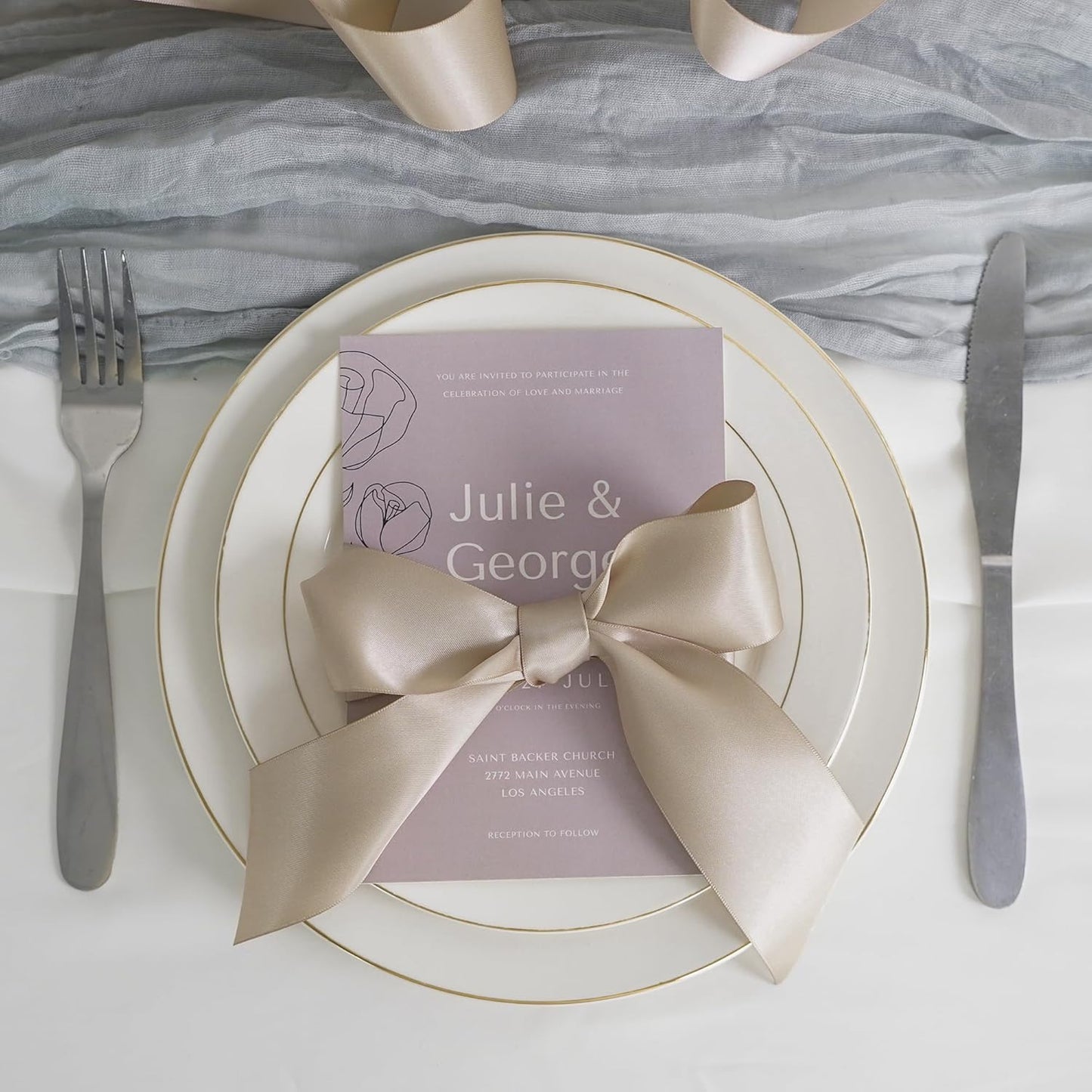 HUIHUANG Tapue Satin Ribbon 1-1/2 inch x 50 Yards Stone Color Double-Faced Satin Ribbon for Bows, Flower Bouquet, Gift Wrapping, DIY Crafts, Holiday Decor, Christmas Wedding Party Decor