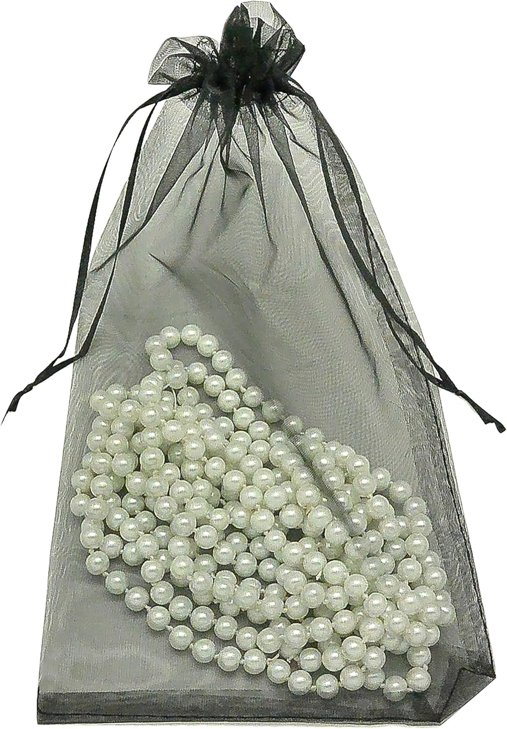 TheDisplayGuys 48-Pack 6x8 Black Sheer Organza Gift Bags with Drawstring, Jewelry Candy Treat Wedding Party Favors Mesh Pouch