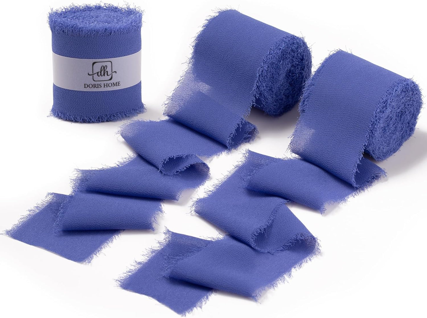 DORIS HOME Electric Blue Chiffon Ribbon for Flower Bouquet, 2" x21Yd Fabric Ribbon for Gift Wrapping, Handmade Frayed Ribbon for Wedding, Chiffon Silk Ribbon for Christmas Decorations