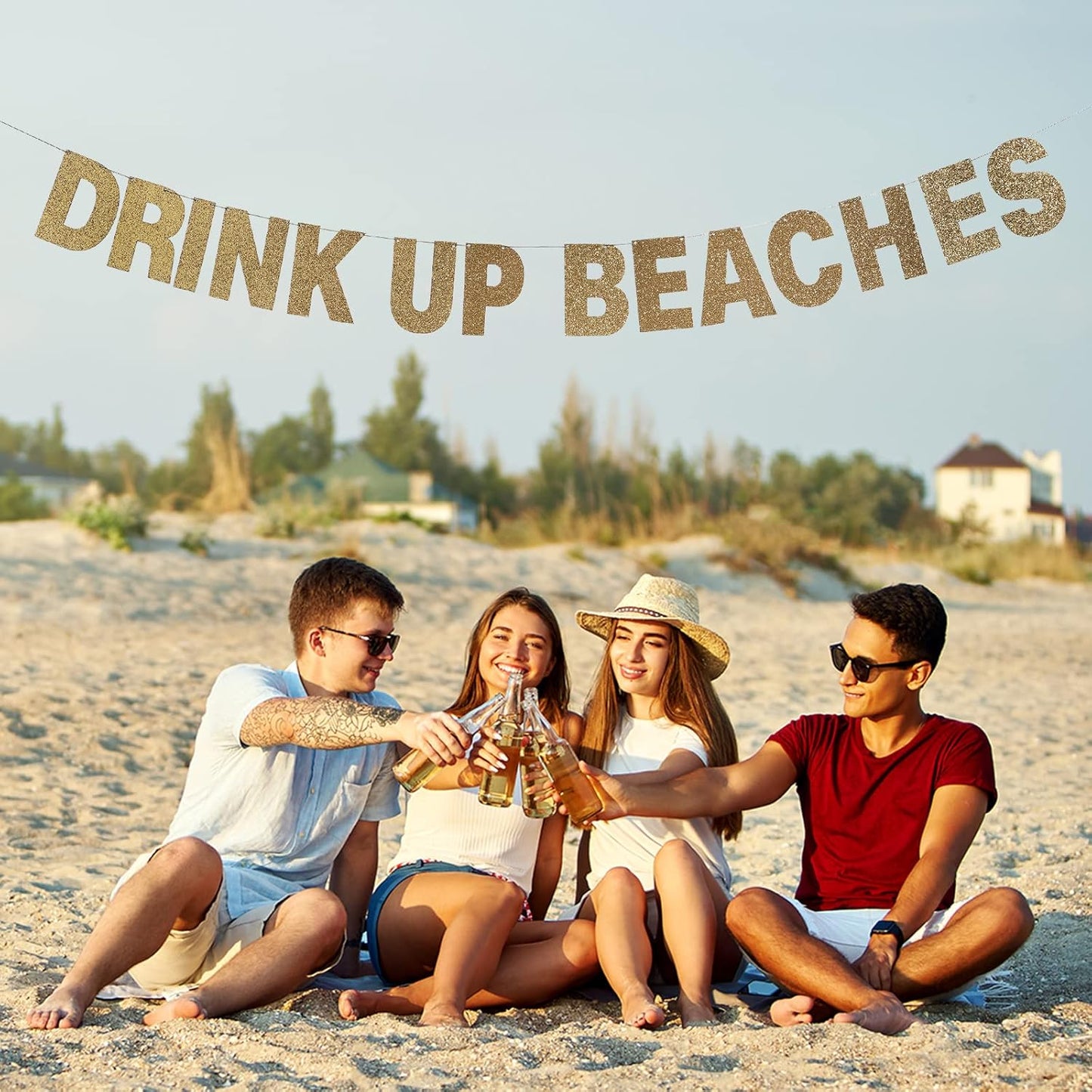 TaoBary 112 Pcs DIY Letter Kit Glitter Customizable Banner Letters Include 107 Letters and Numbers 3 Rope and 2 Needles for Birthday Halloween Christmas Wedding Valentine Party Decor(Champagne Gold)