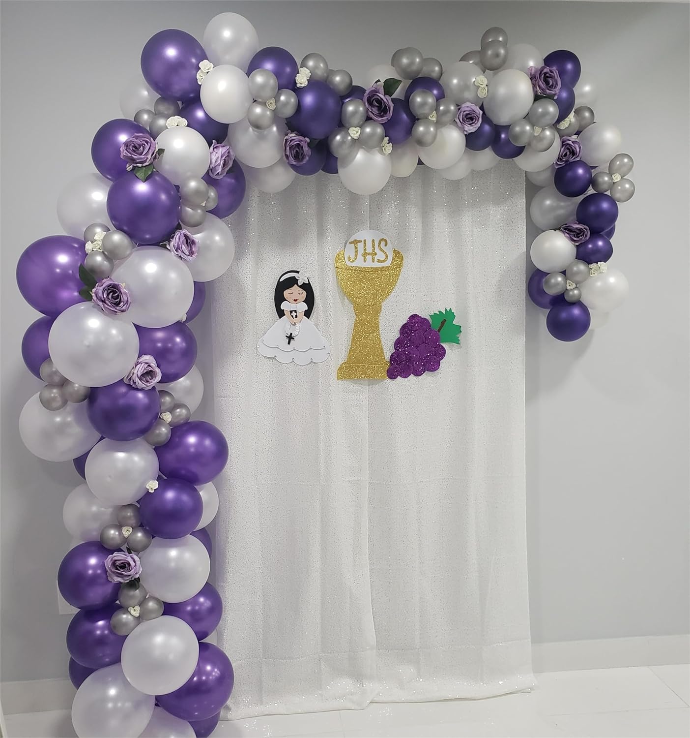 White Sequin Backdrop 4FTx8FT 2 Panels Curtains Party Backdrop Glitter for Birthday Wedding Curtains